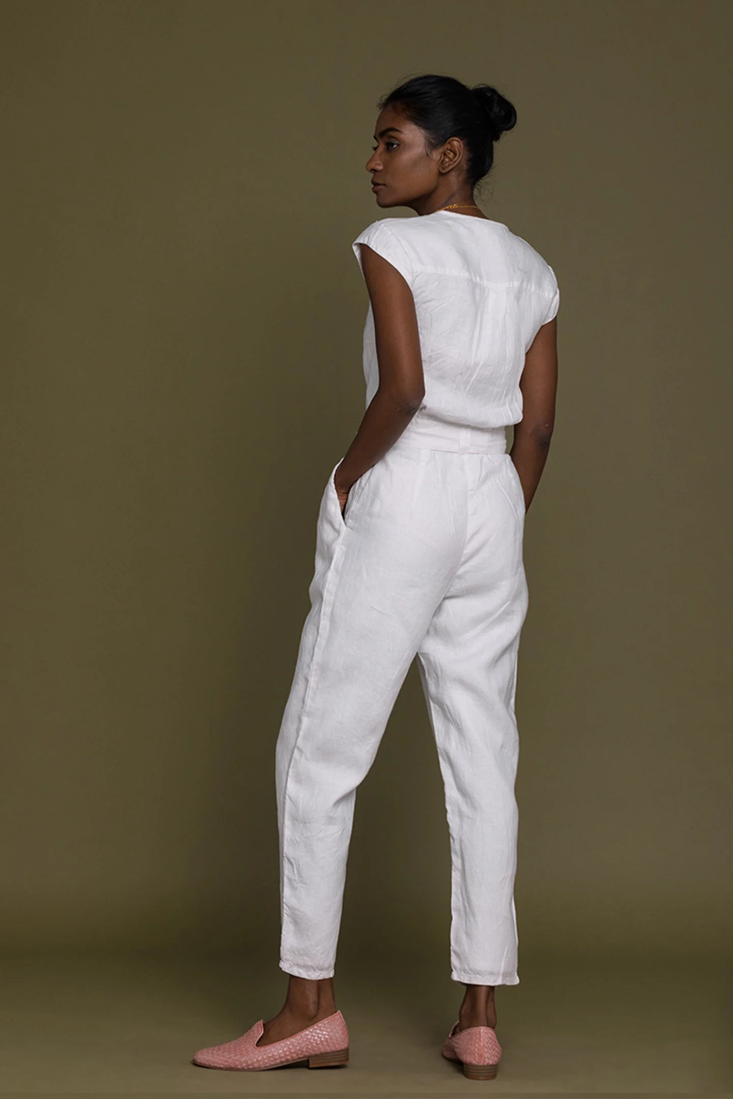 Evening Chai Jumpsuit in White - Image 3