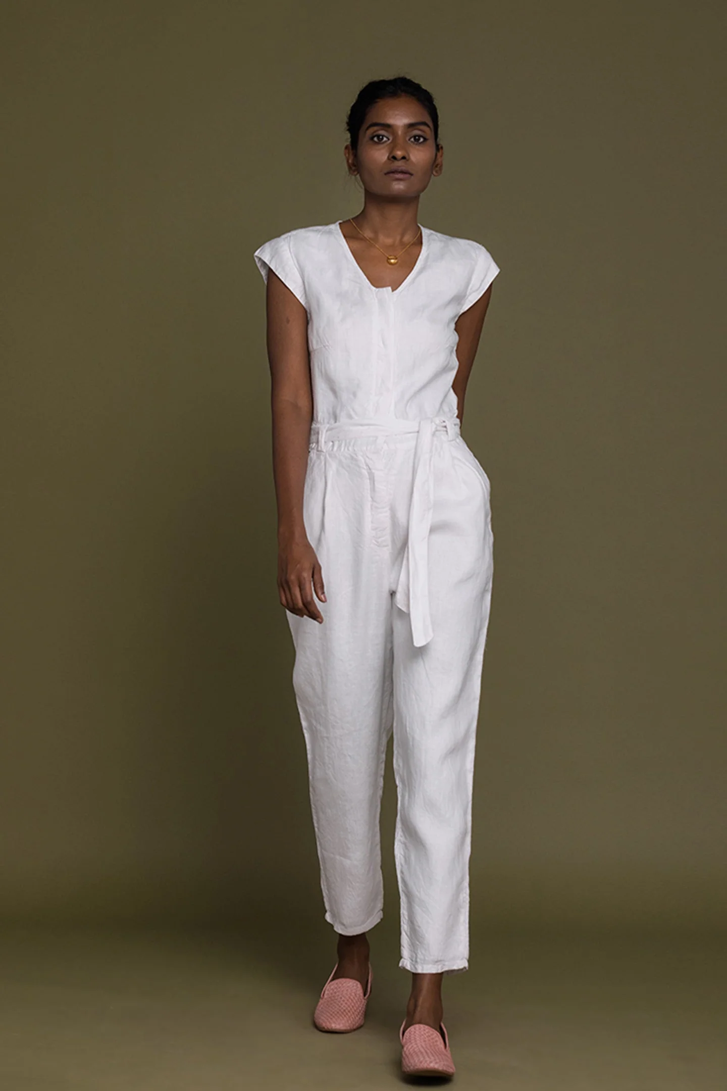 Evening Chai Jumpsuit in White - Image 5