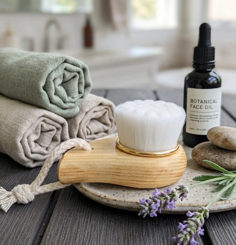 Facial Brush with Bamboo Handle - Image 2