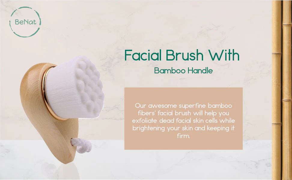 Facial Brush with Bamboo Handle - Image 4