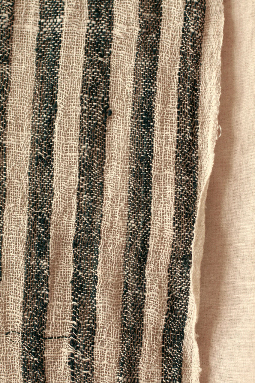 Fatima Hand-loomed Raw Cotton Scarf, in Black - Image 7