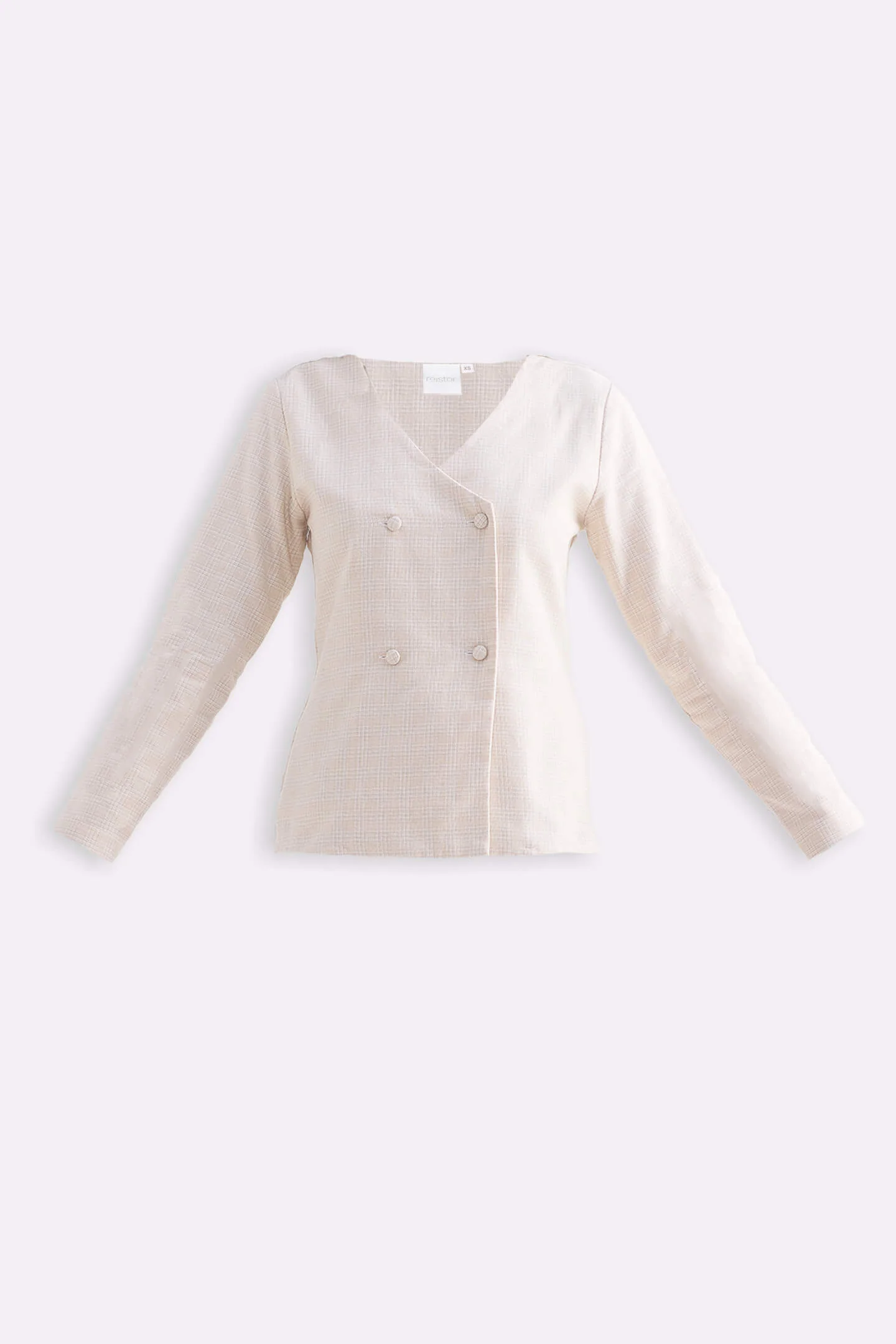 Fitted Cotton Tweed Jacket in Cream - Image 5