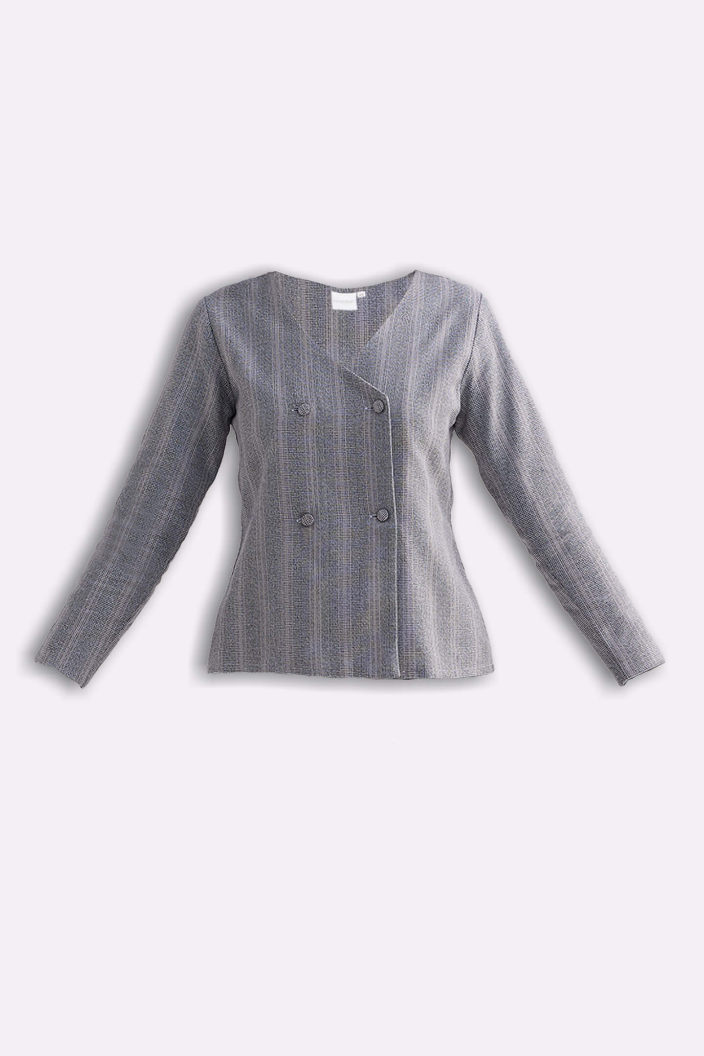 Fitted Cotton Tweed Jacket in Grey - Image 9