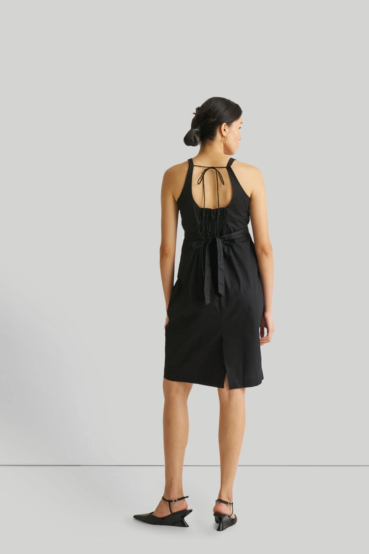 Fitted Knee Length Dress in Black - Image 2