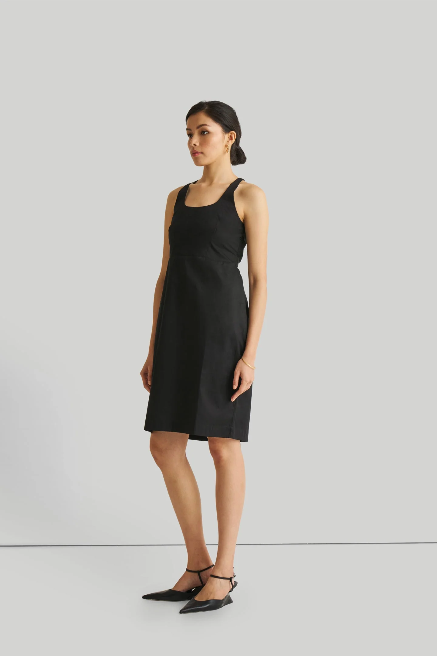 Fitted Knee Length Dress in Black - Image 3