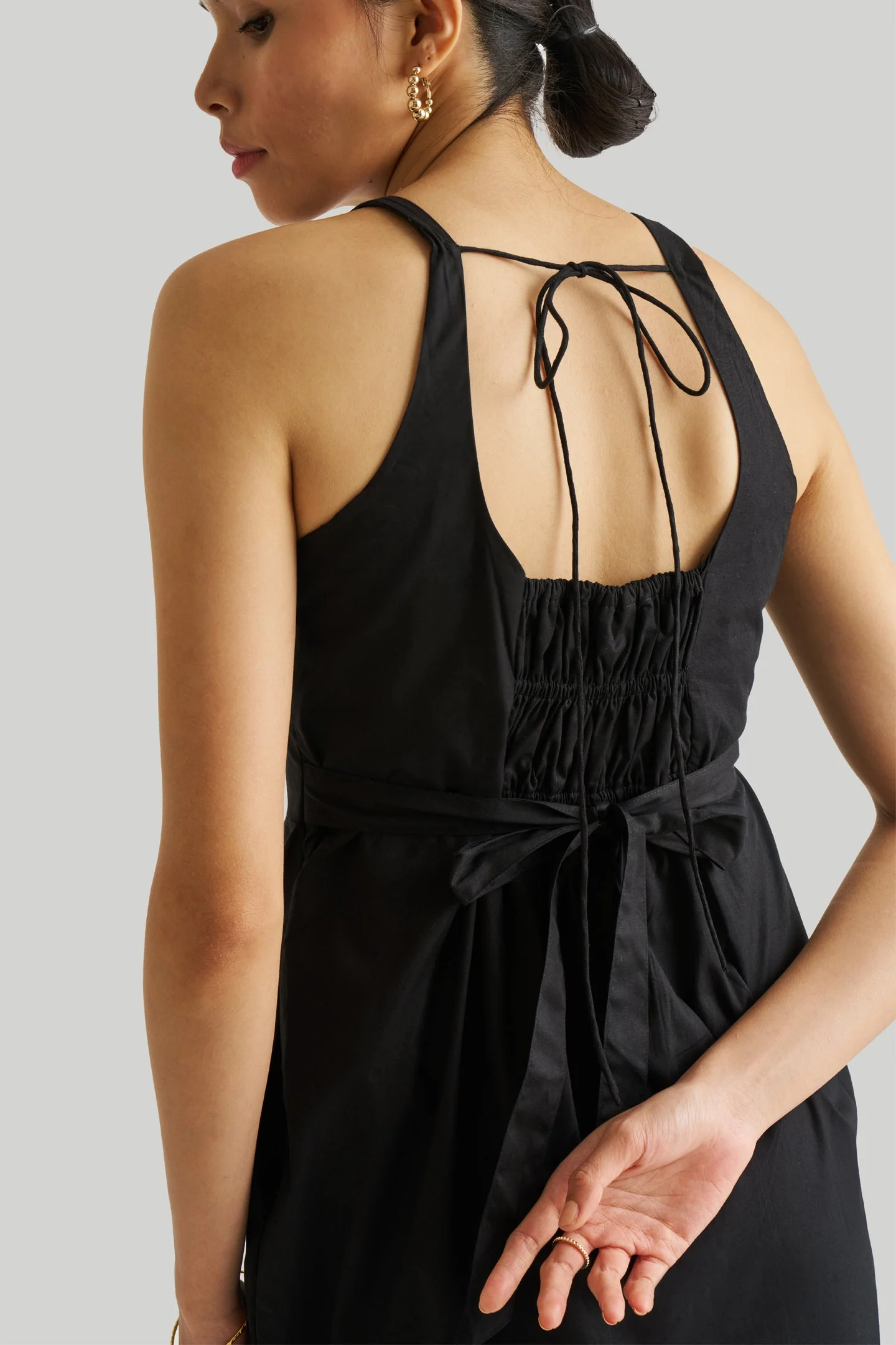 Fitted Knee Length Dress in Black - Image 4