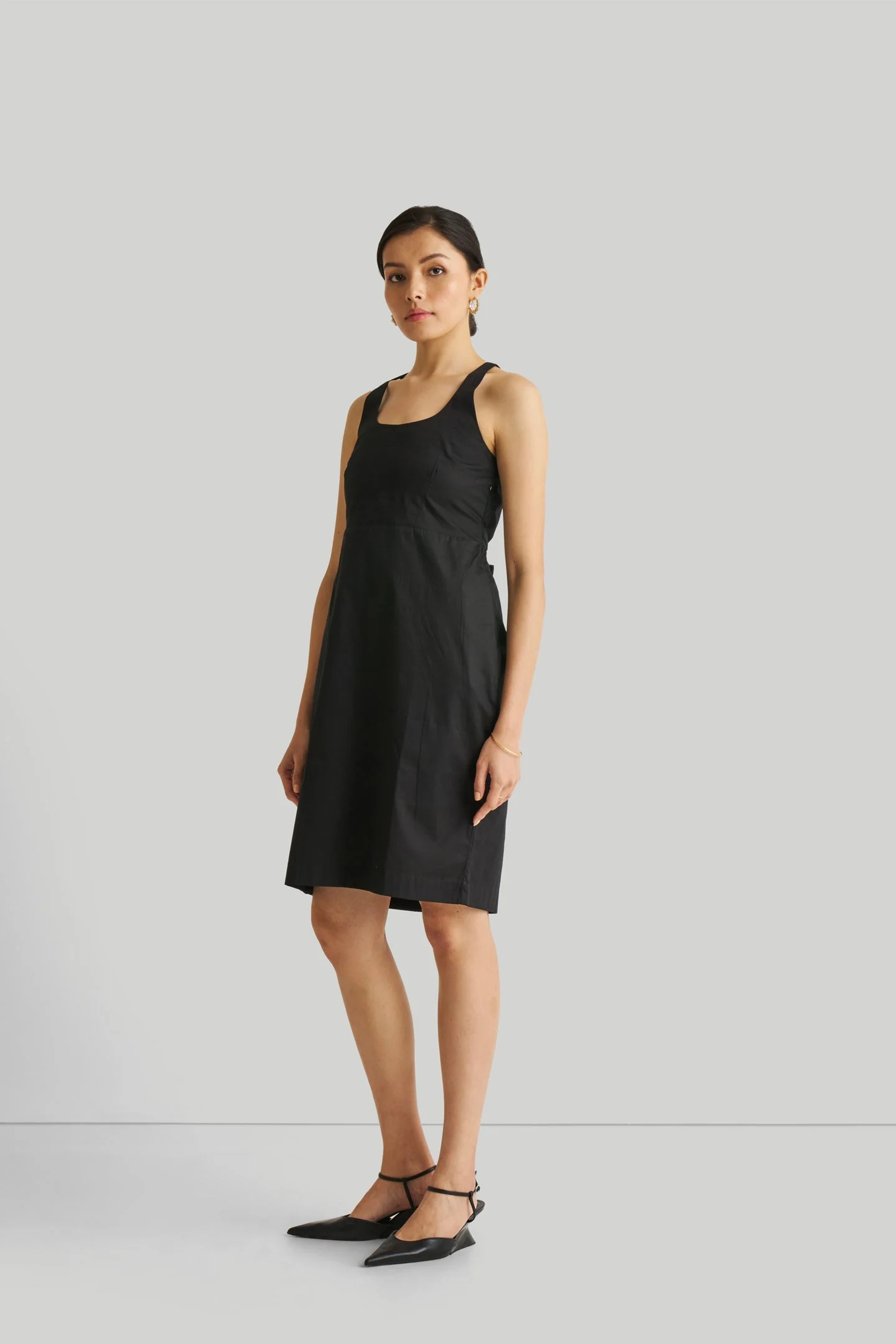 Fitted Knee Length Dress in Black - Image 7