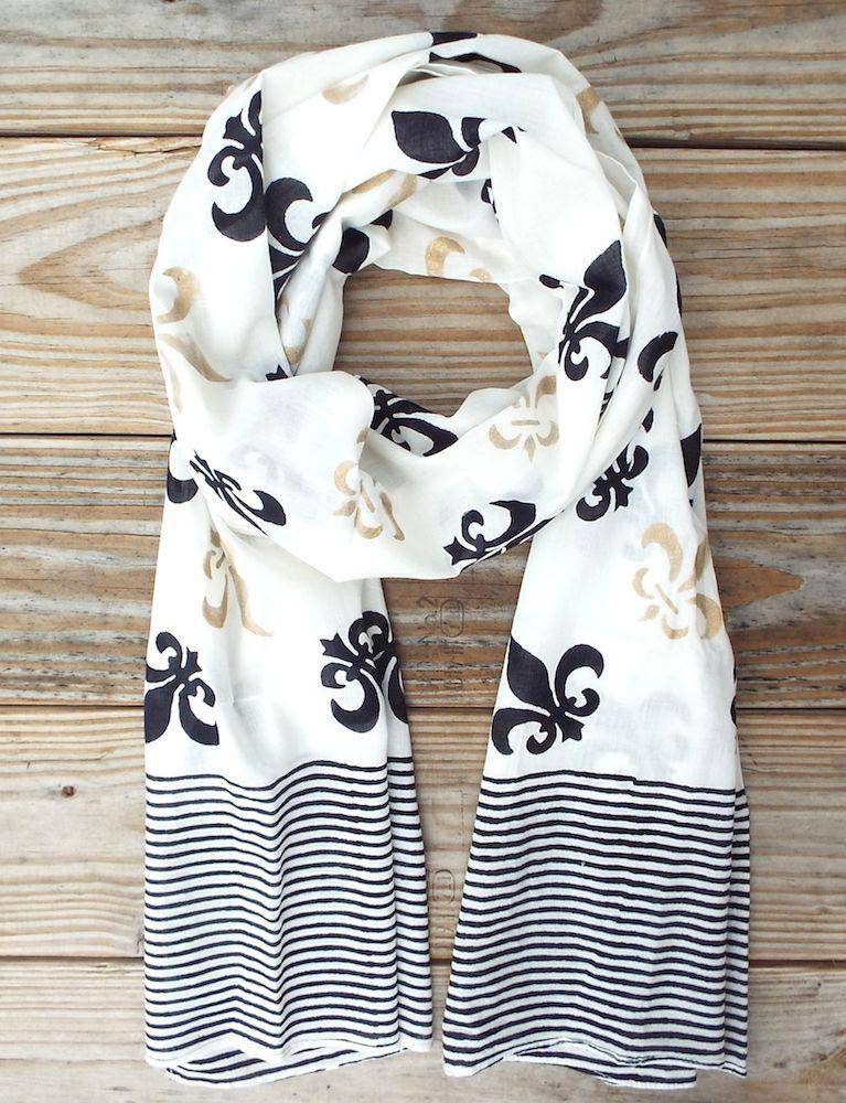 Fleur de Lis Scarf on White - Image 2