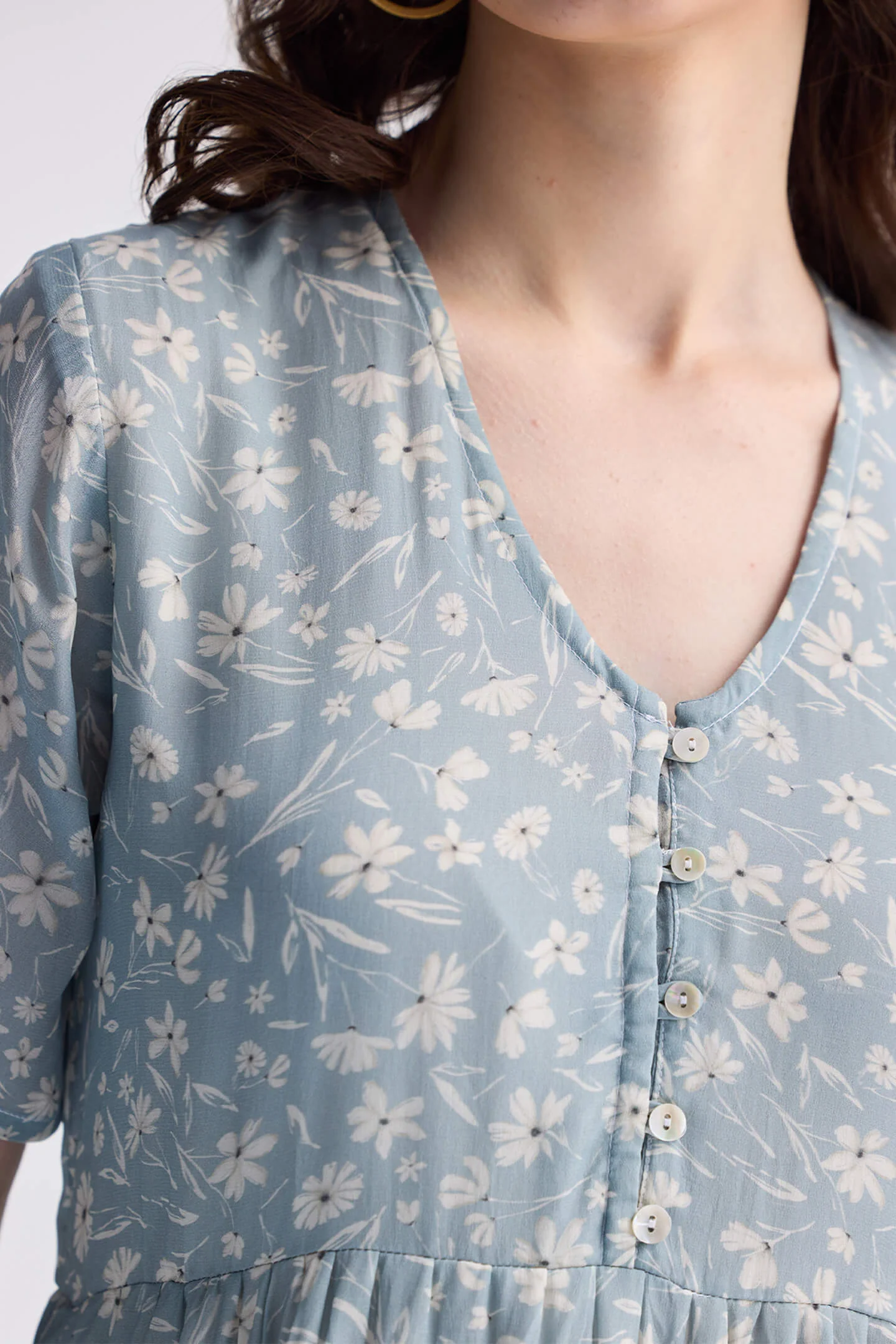 Floral Short Tiered dress in Light Blue - Image 5