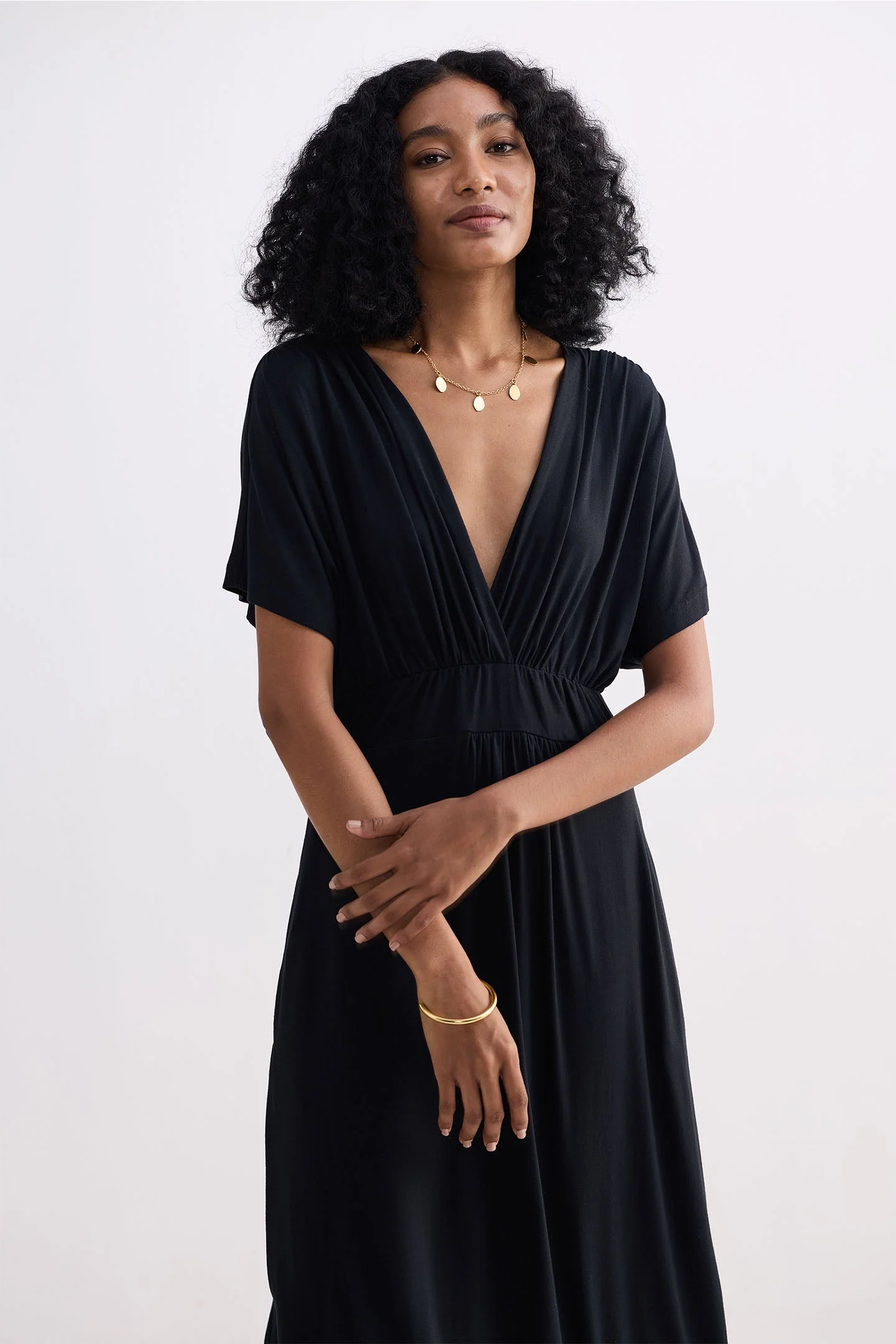 Flowy A-Line Maxi Dress with Side Slits in Black - Image 12