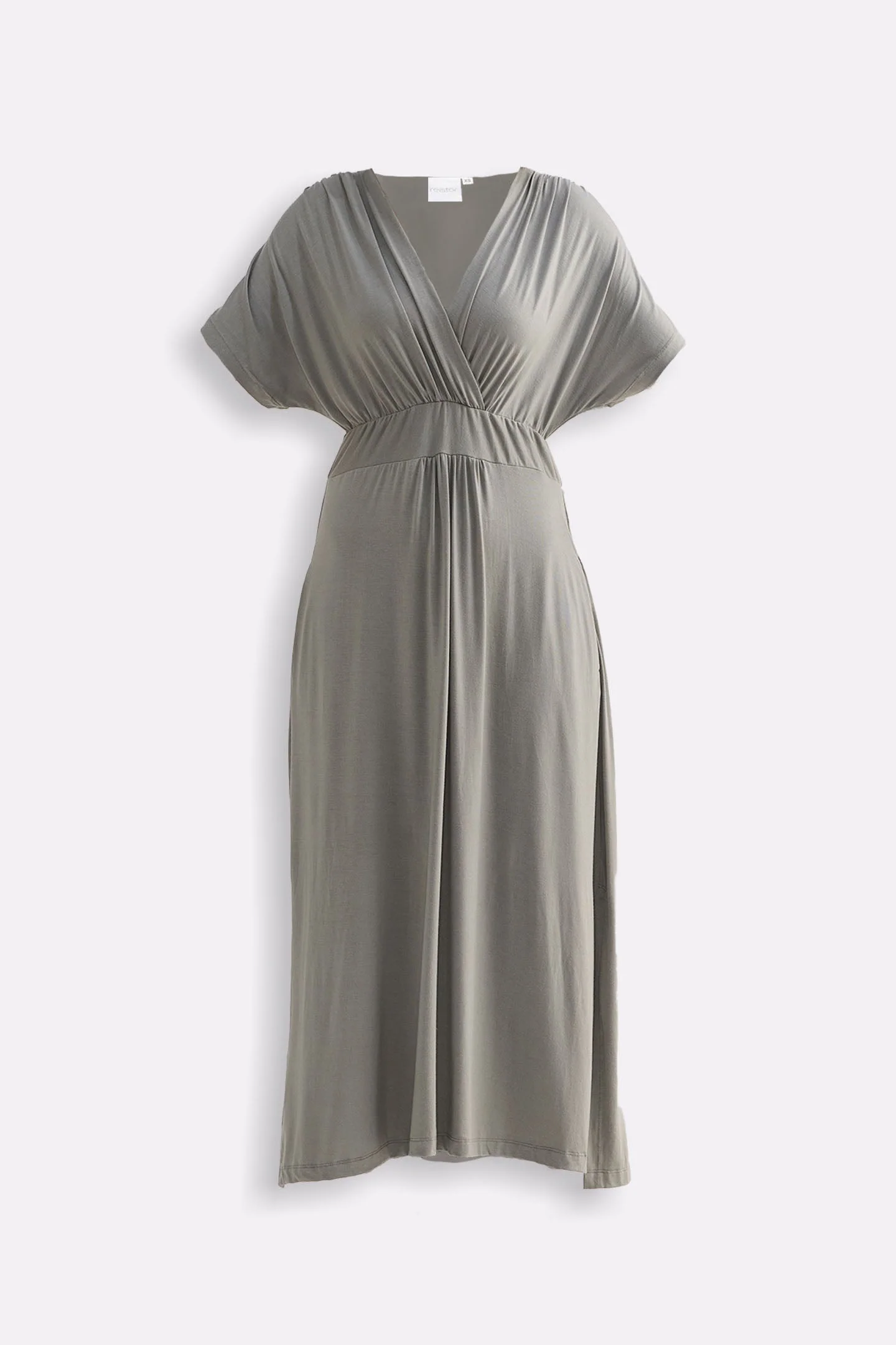 Flowy A-Line Maxi Dress with Side Slits in Light Olive - Image 12