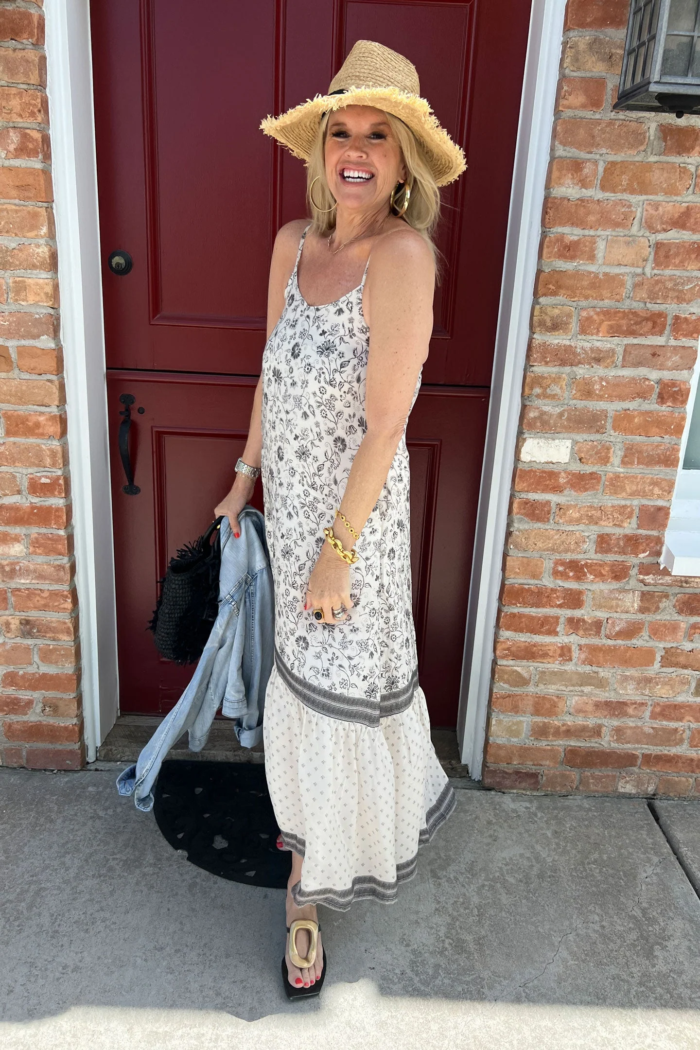 Flowy Maxi Dress in Black Florals - Image 11
