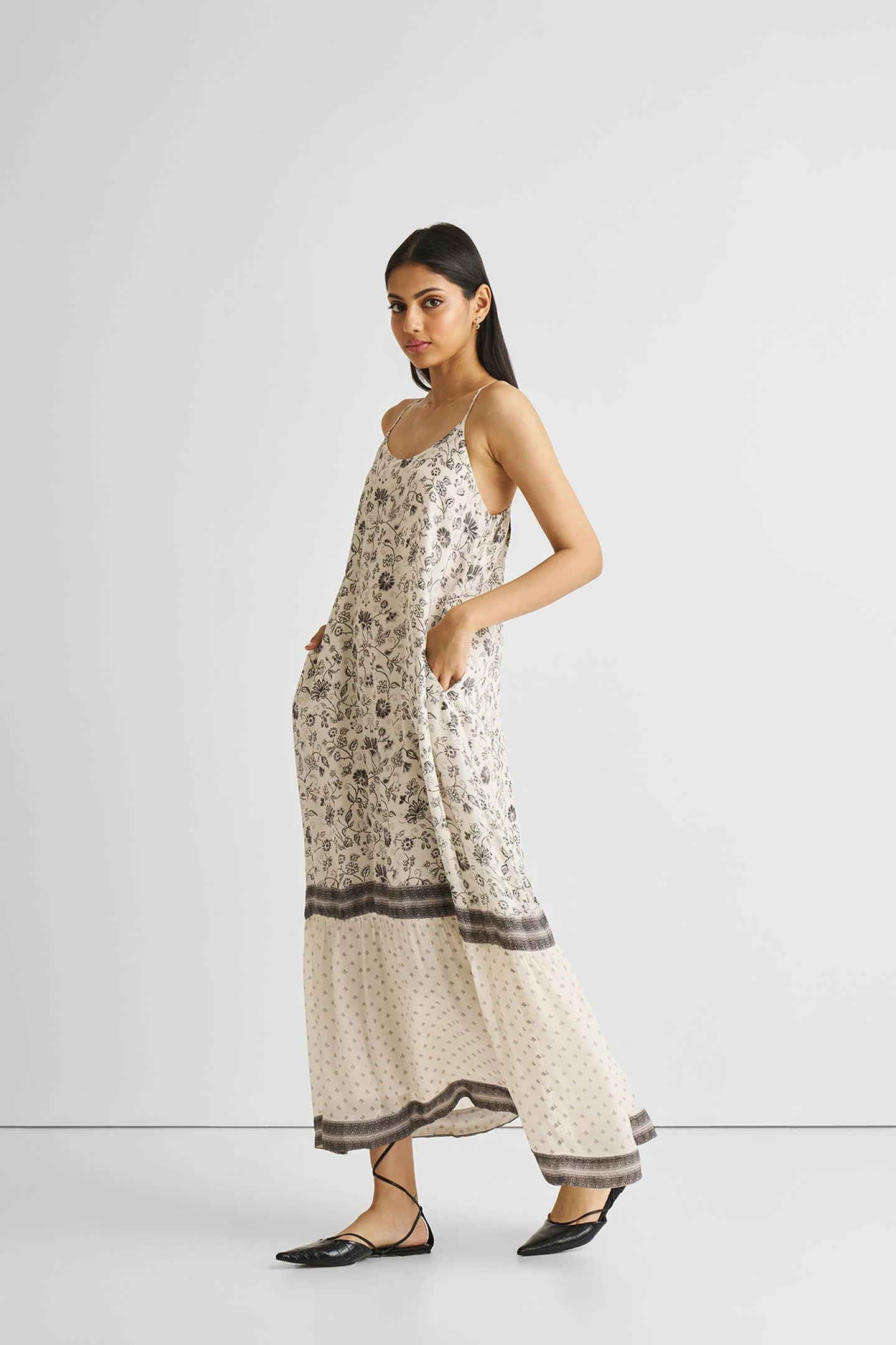 Flowy Maxi Dress in Black Florals - Image 6