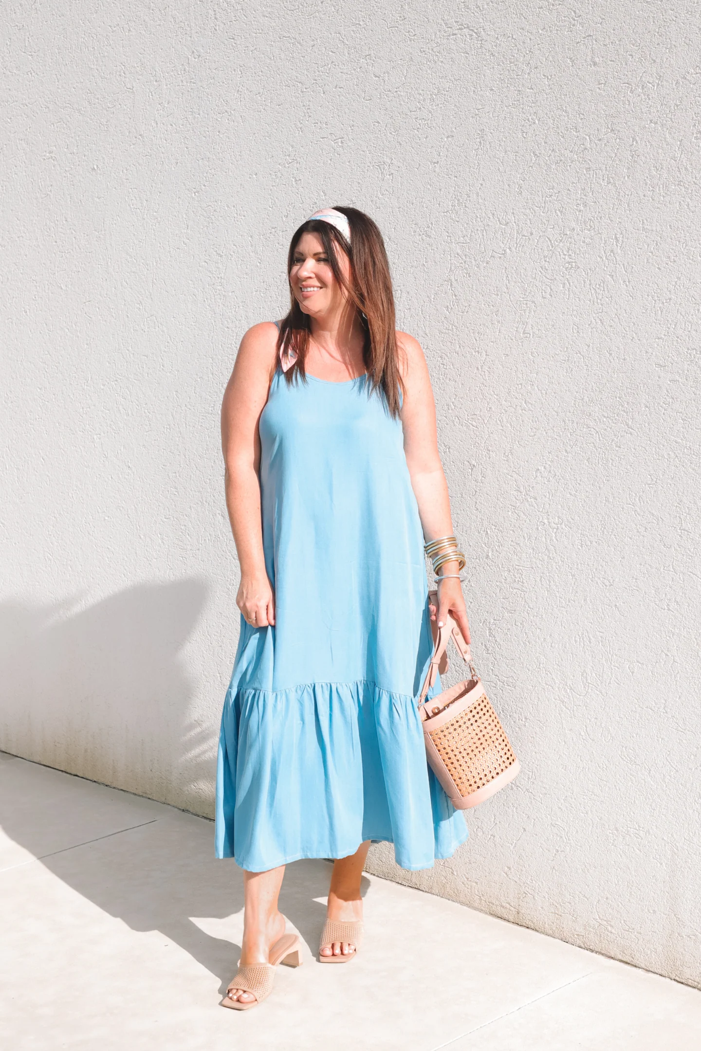 Flowy Maxi Dress in Blue Denim - Image 10