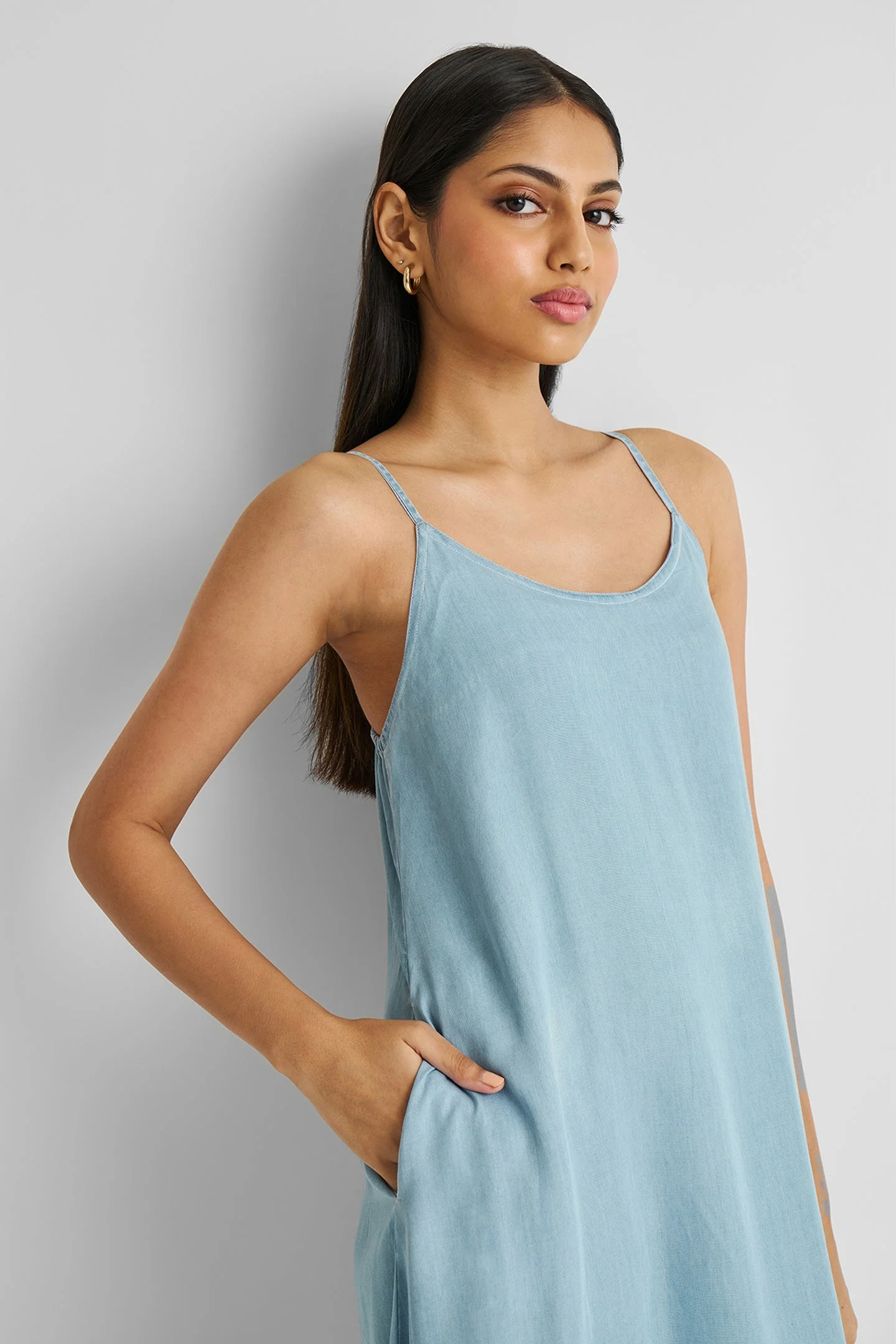 Flowy Maxi Dress in Blue Denim - Image 6