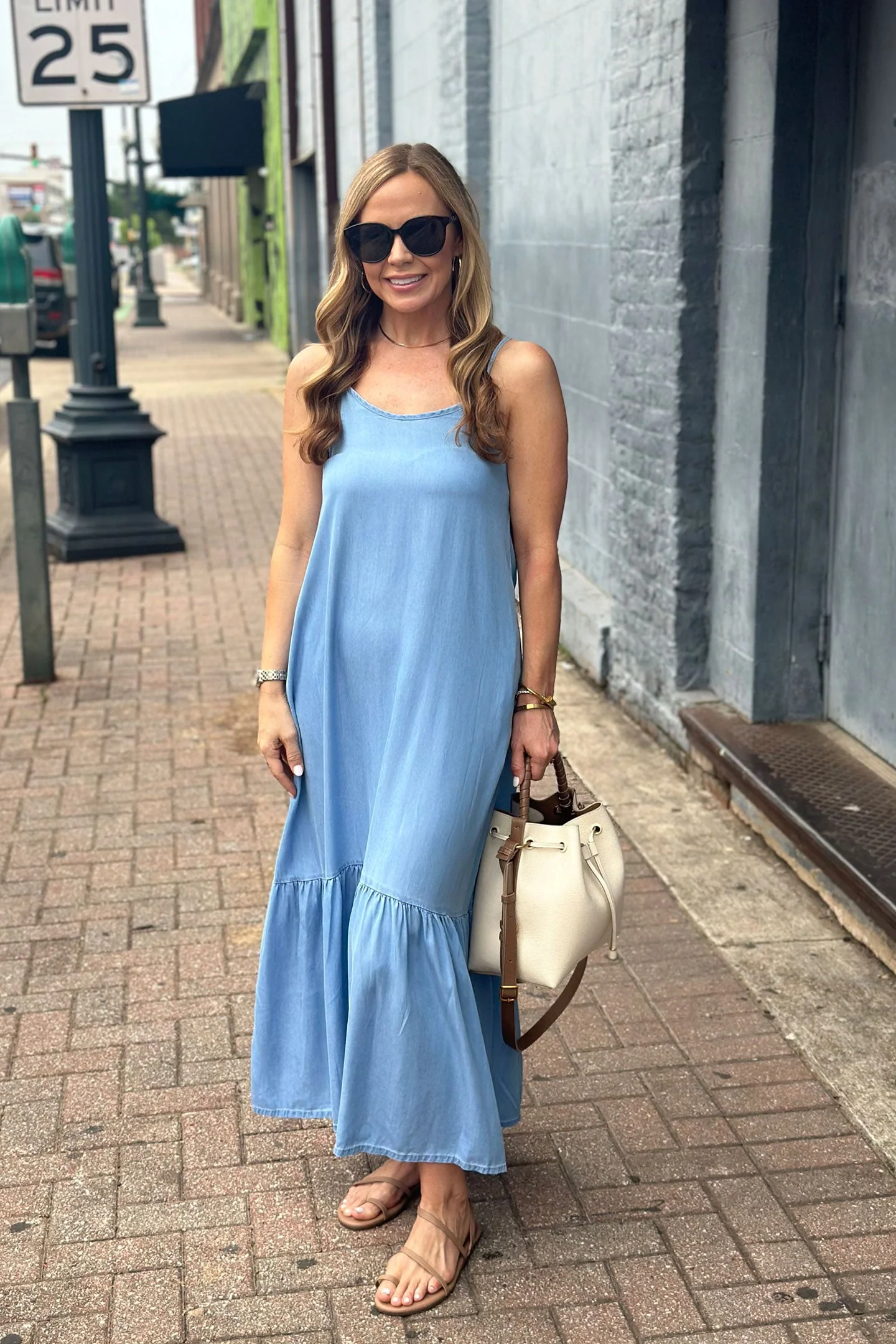 Flowy Maxi Dress in Blue Denim - Image 8