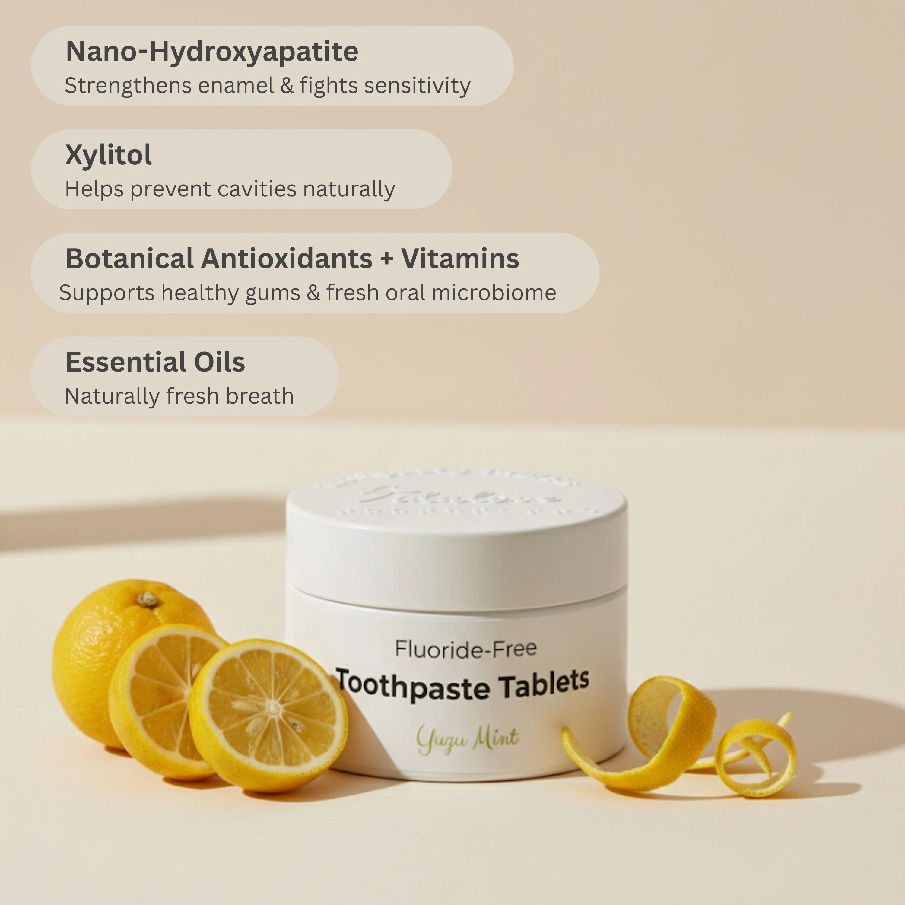 Fluoride-Free Yuzu Mint Toothpaste Tablets — 4 Months - Image 3