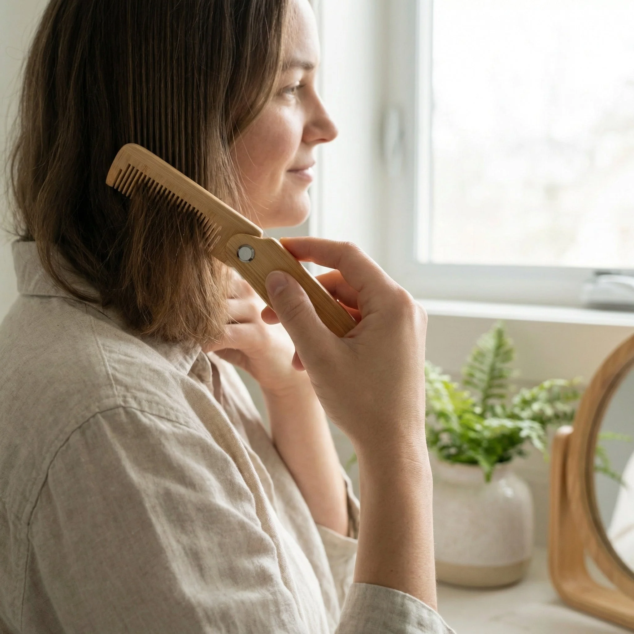 Foldable Bamboo Hair Comb - Image 4