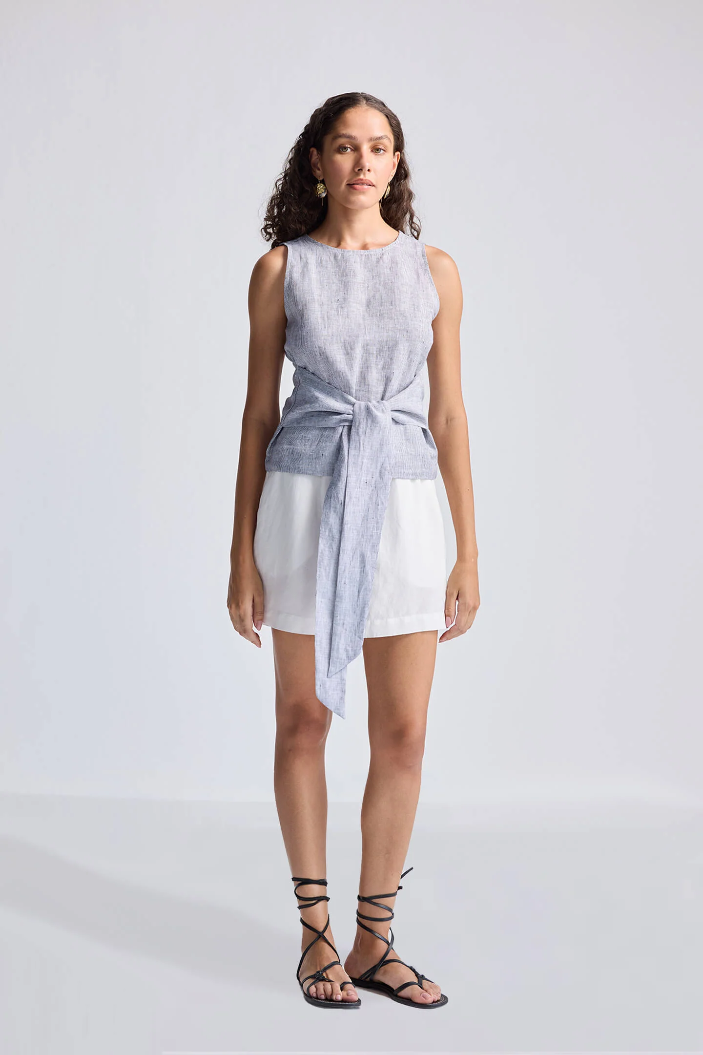 Front-tie Top in Linen Stripes - Image 10