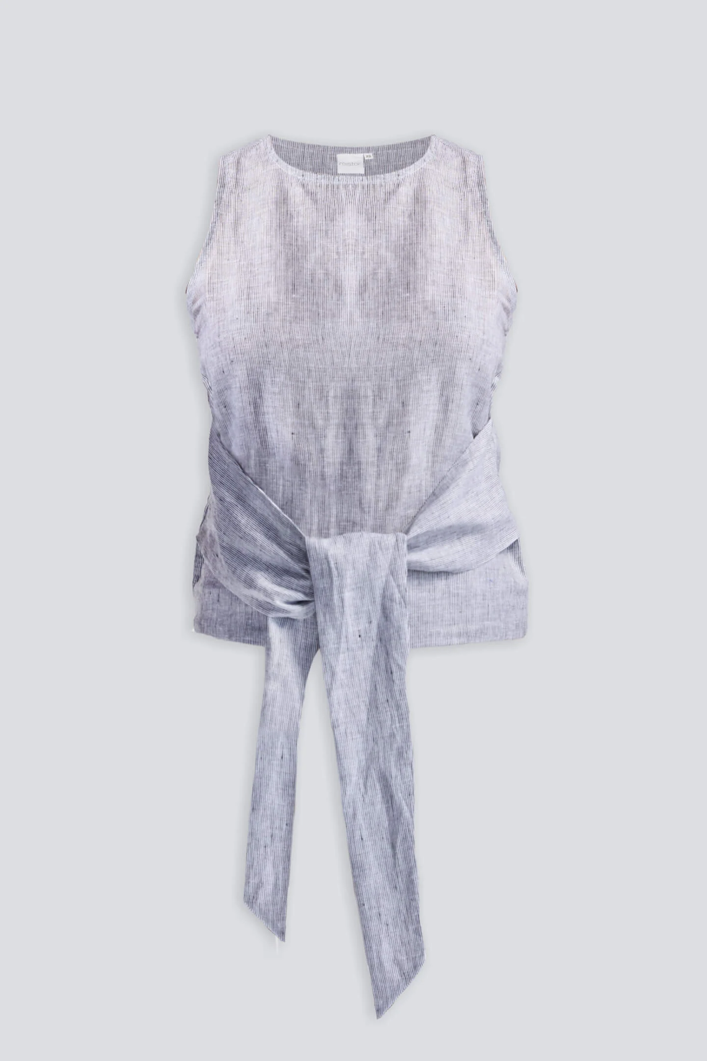 Front-tie Top in Linen Stripes - Image 11