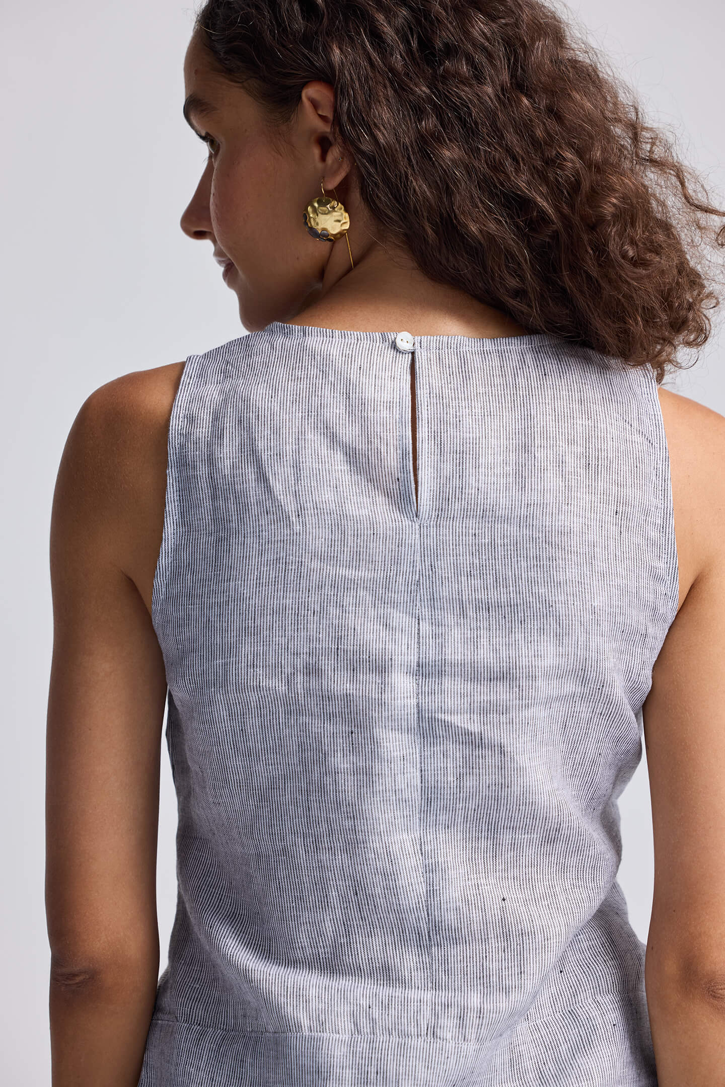 Front-tie Top in Linen Stripes - Image 2
