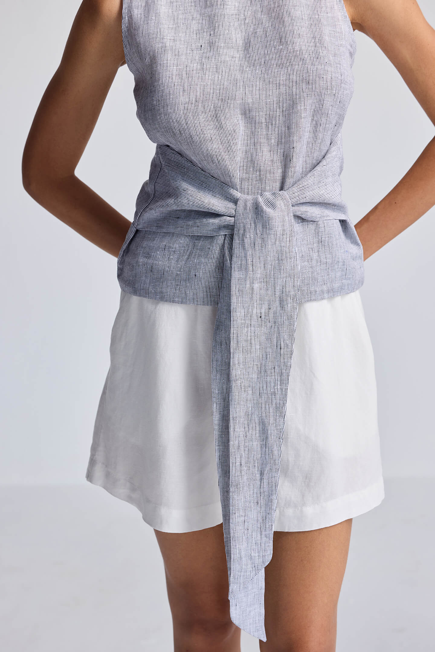 Front-tie Top in Linen Stripes - Image 6