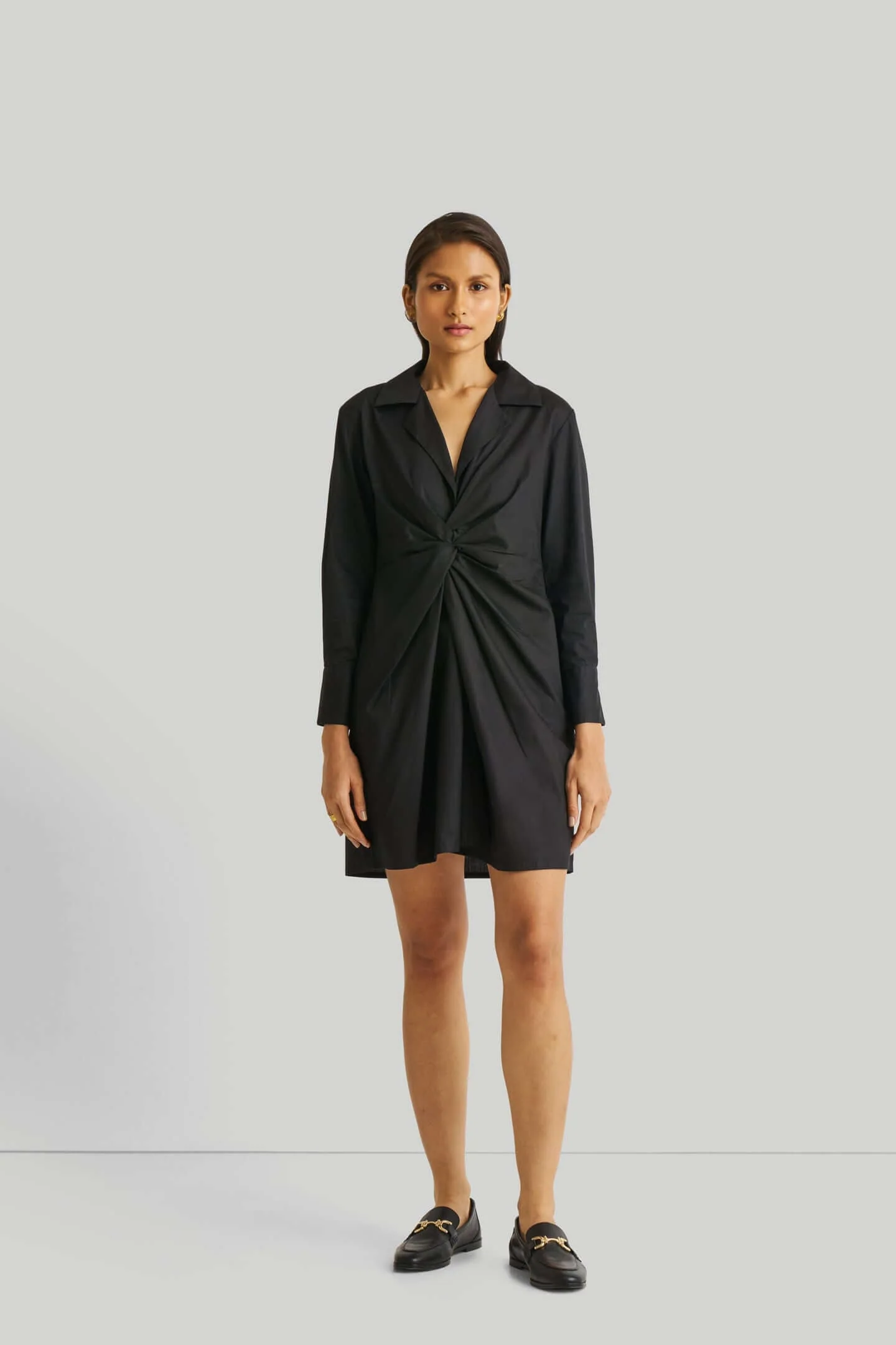 Front Twist Dress in Black - Image 4