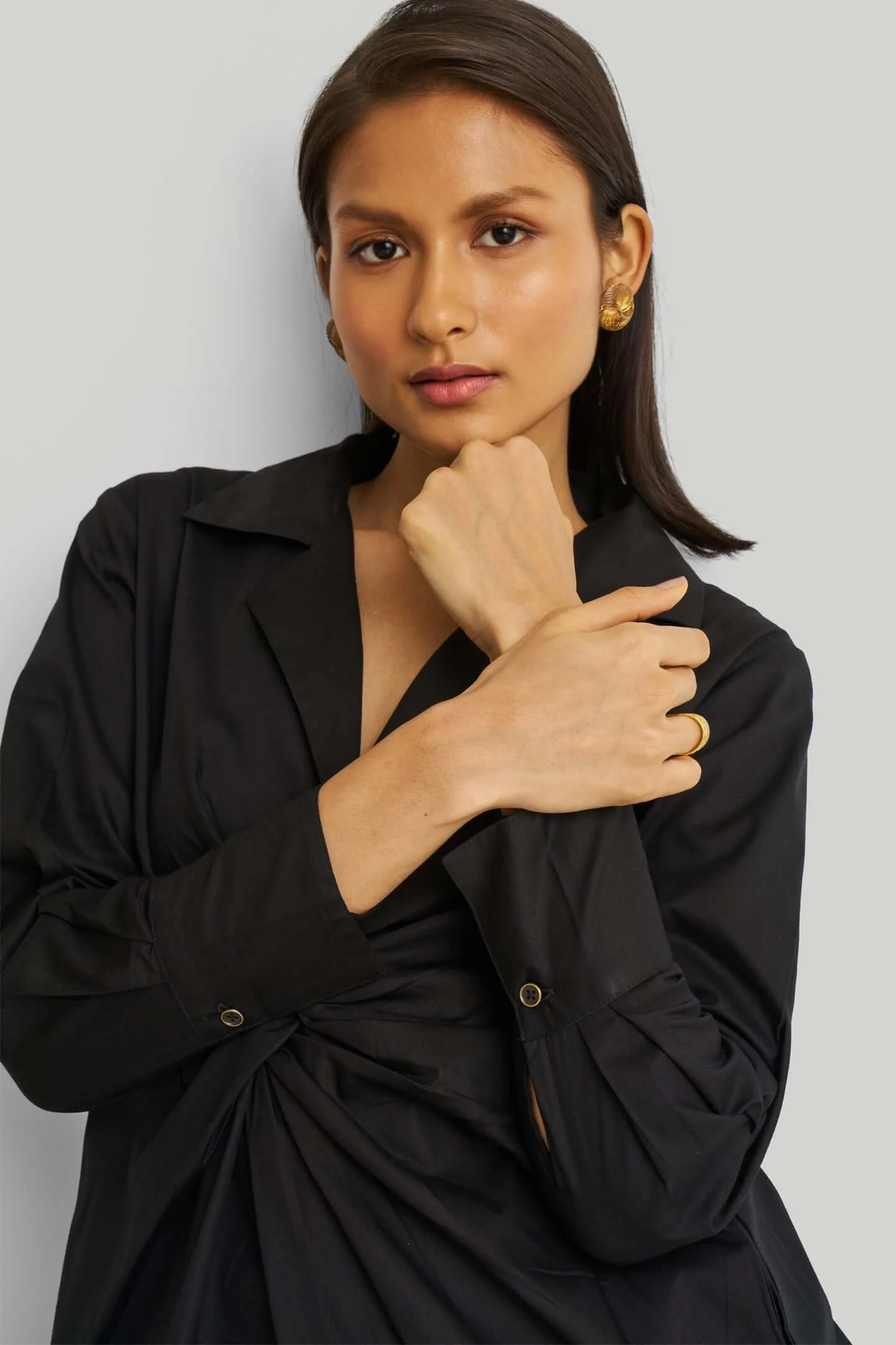 Front Twist Dress in Black - Image 5