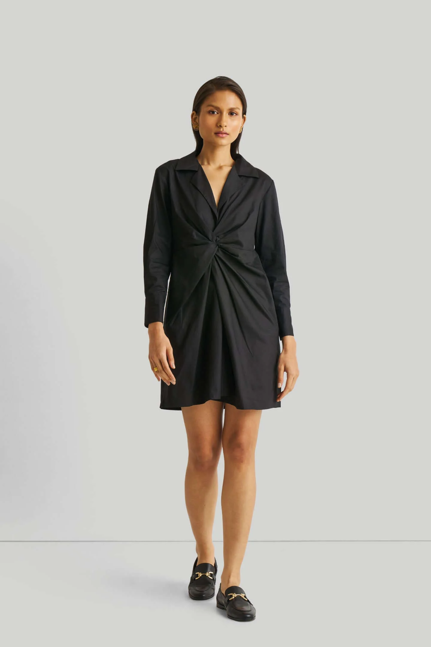 Front Twist Dress in Black - Image 6