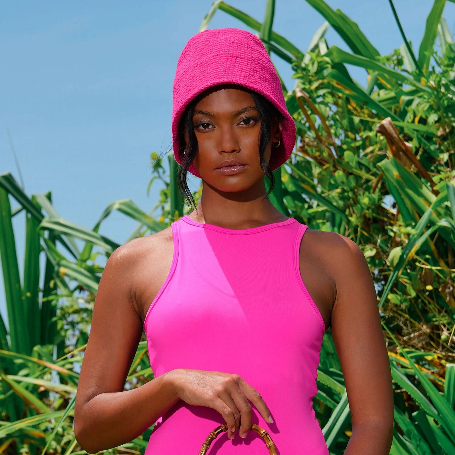 GANI Crochet Hat in Hot Pink - Image 5