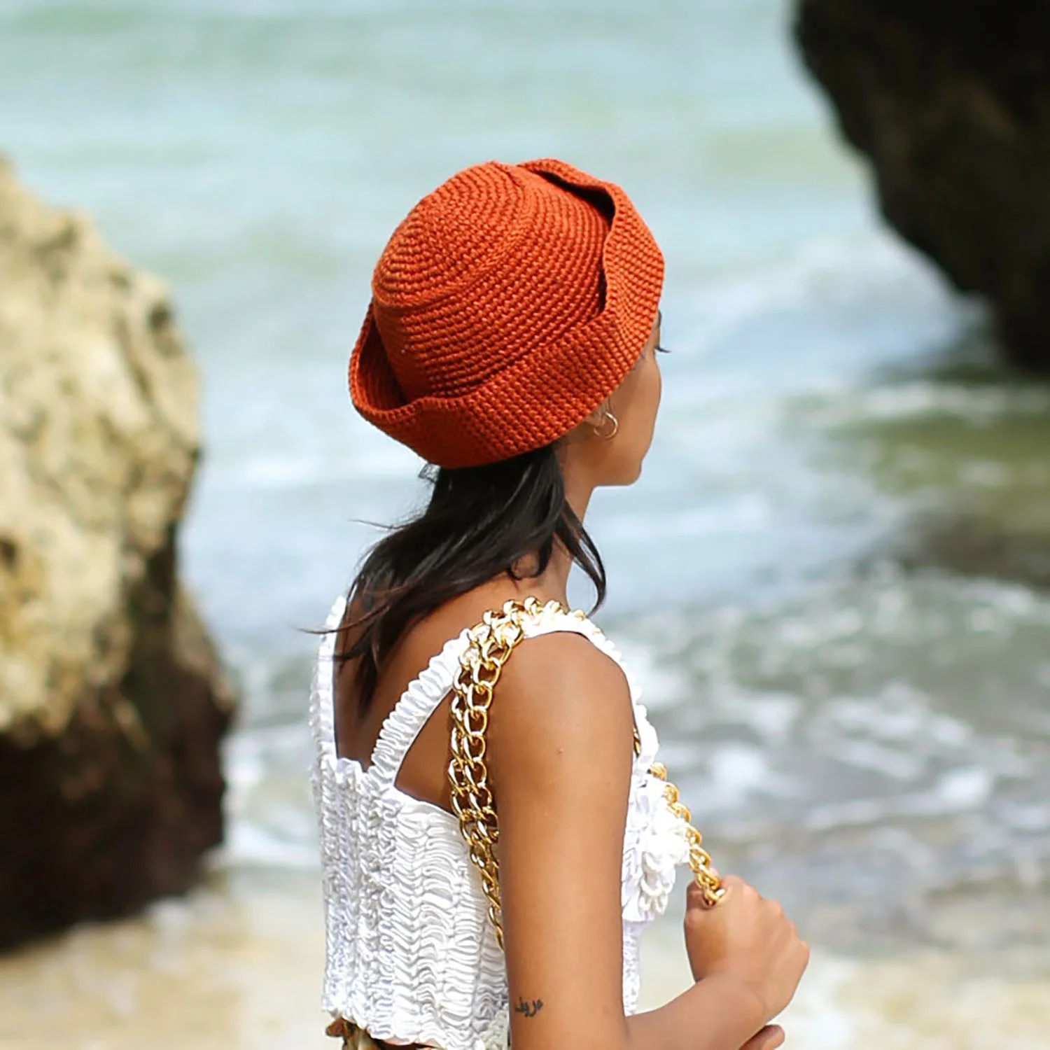 GANI Crochet Hat in Rooibos Tea Brown - Image 6