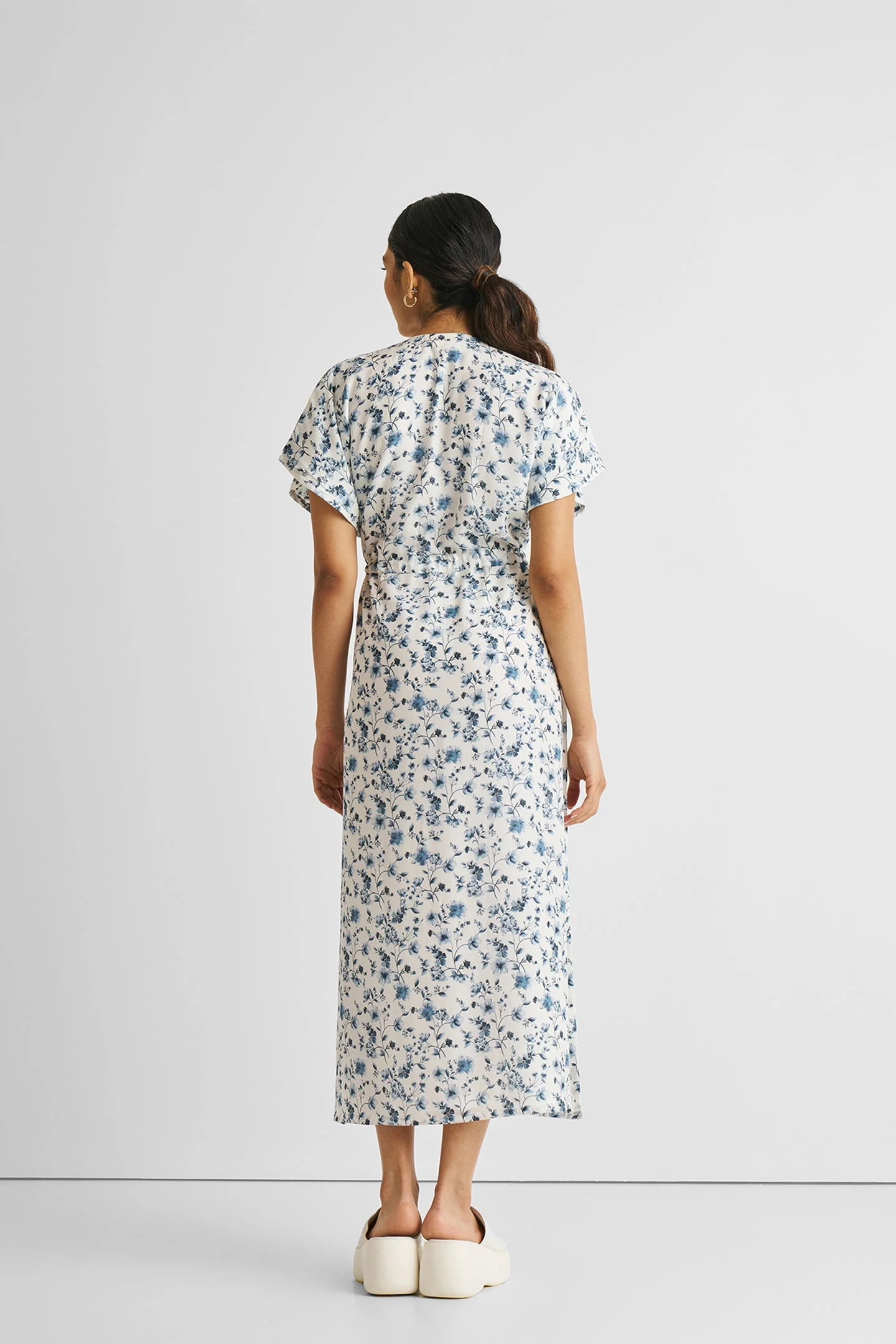 Gathered Maxi Dress in Blue Florals - Image 2