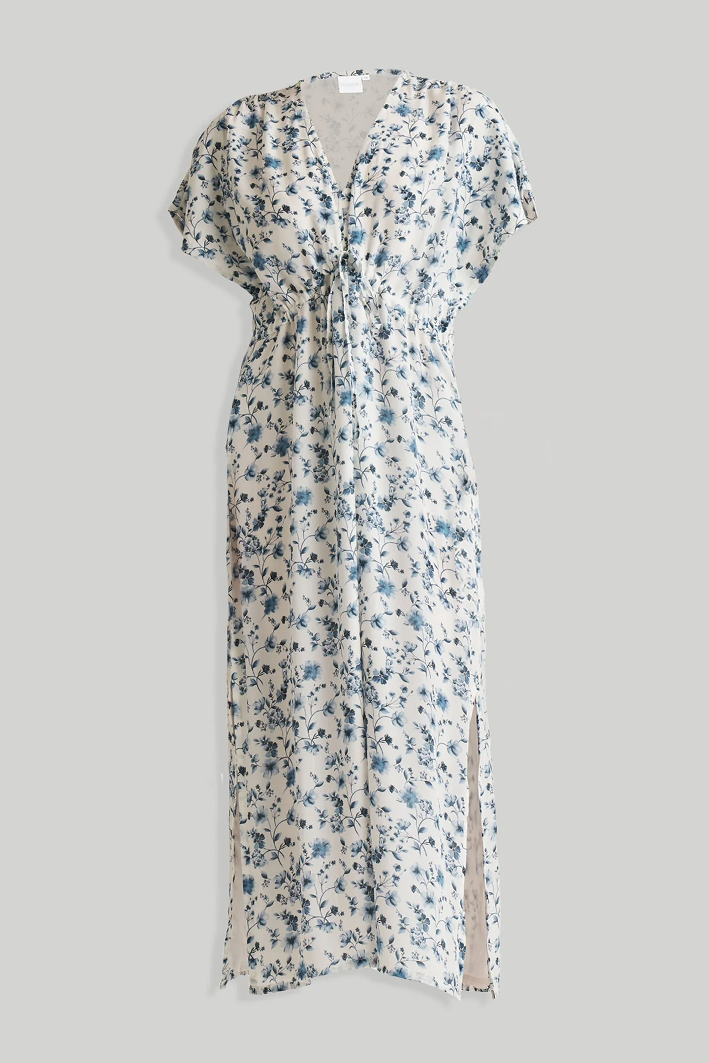 Gathered Maxi Dress in Blue Florals - Image 5