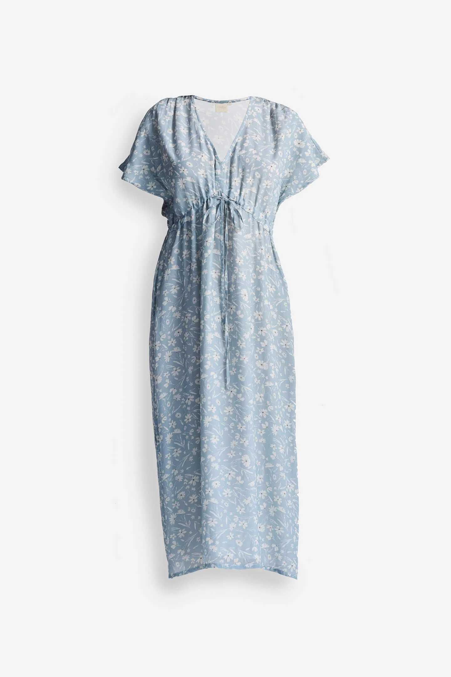 Gathered Maxi Dress in Light Blue Florals - Image 8