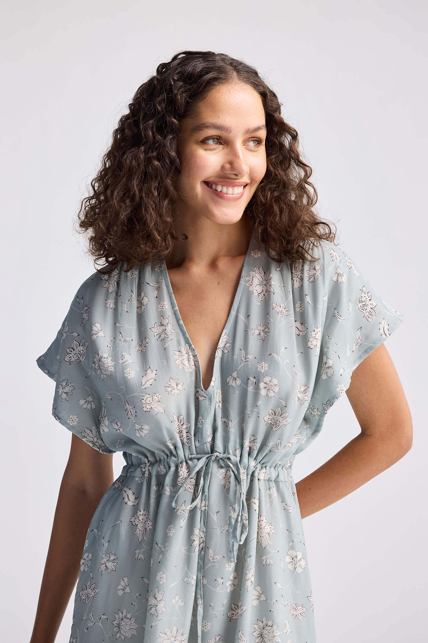 Gathered Maxi Dress in Sage Green - Image 3