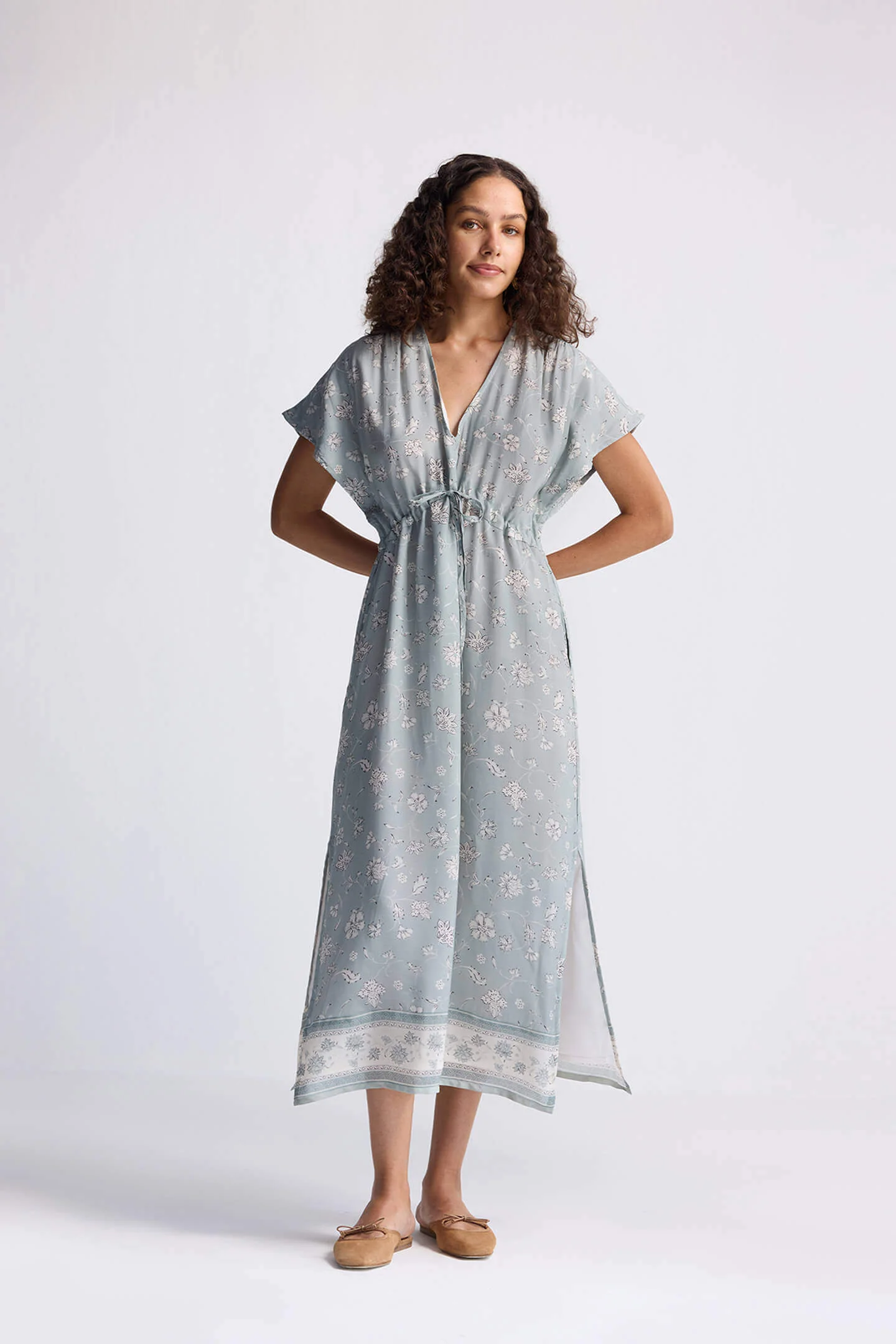 Gathered Maxi Dress in Sage Green - Image 7