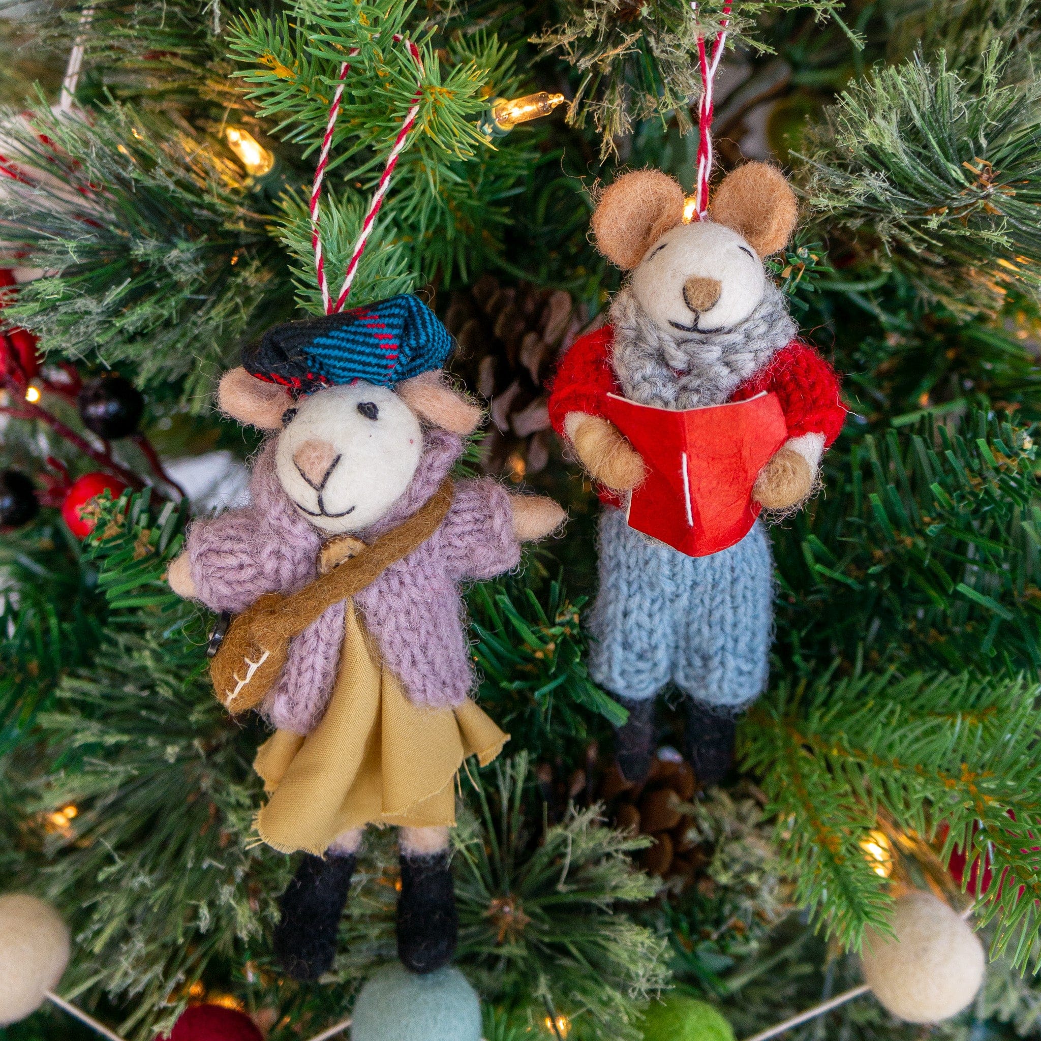 Ginny and Chris Boho Mouse Eco Ornaments - Set of 2 - Image 4