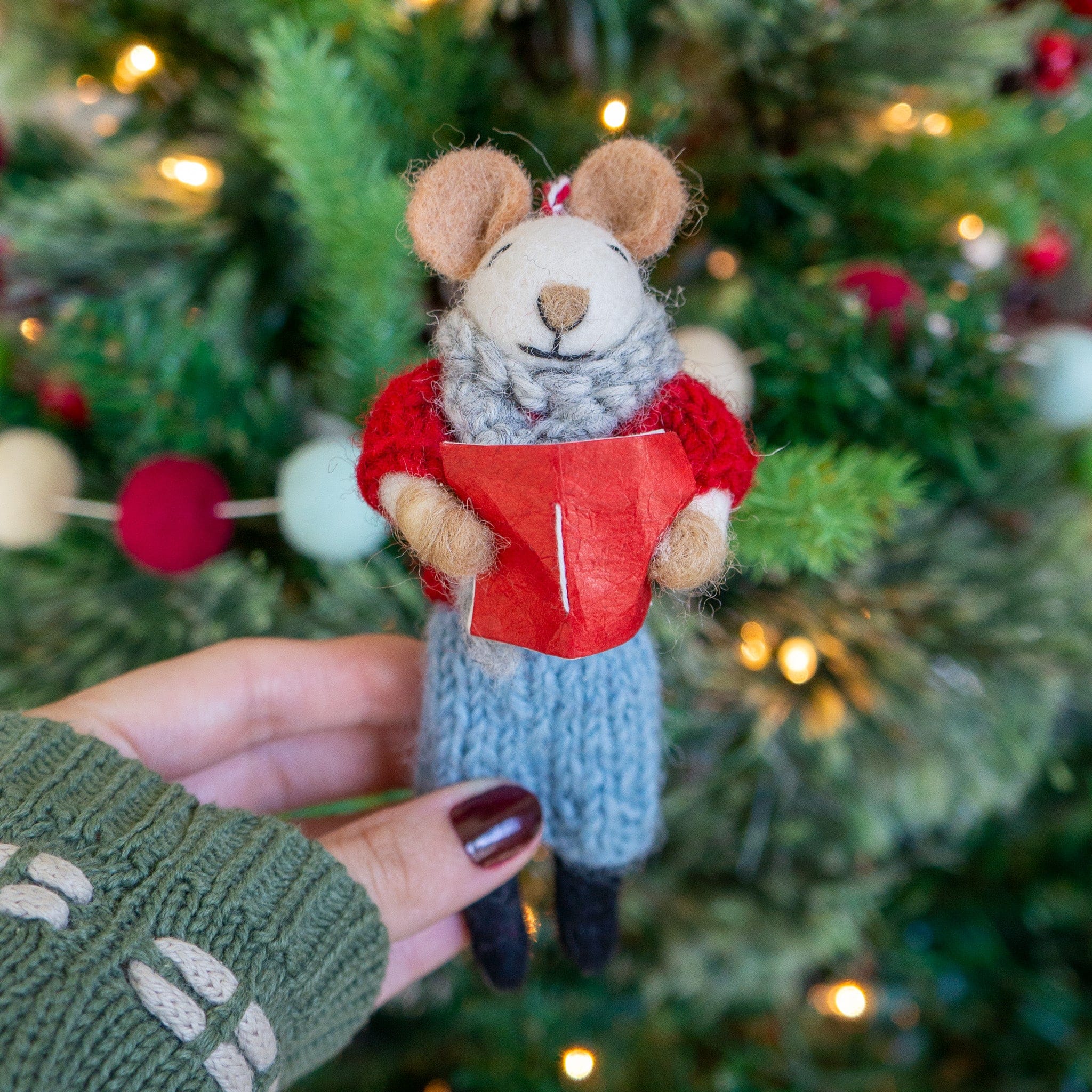 Ginny and Chris Boho Mouse Eco Ornaments - Set of 2 - Image 6