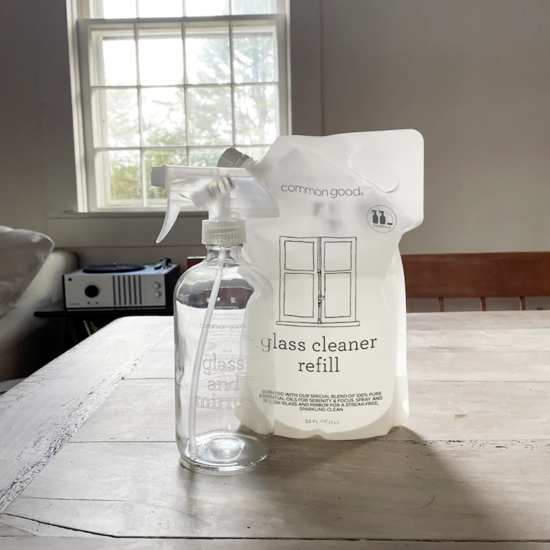Glass Cleaner Refill Pouch and Glass Bottle Set - Image 2