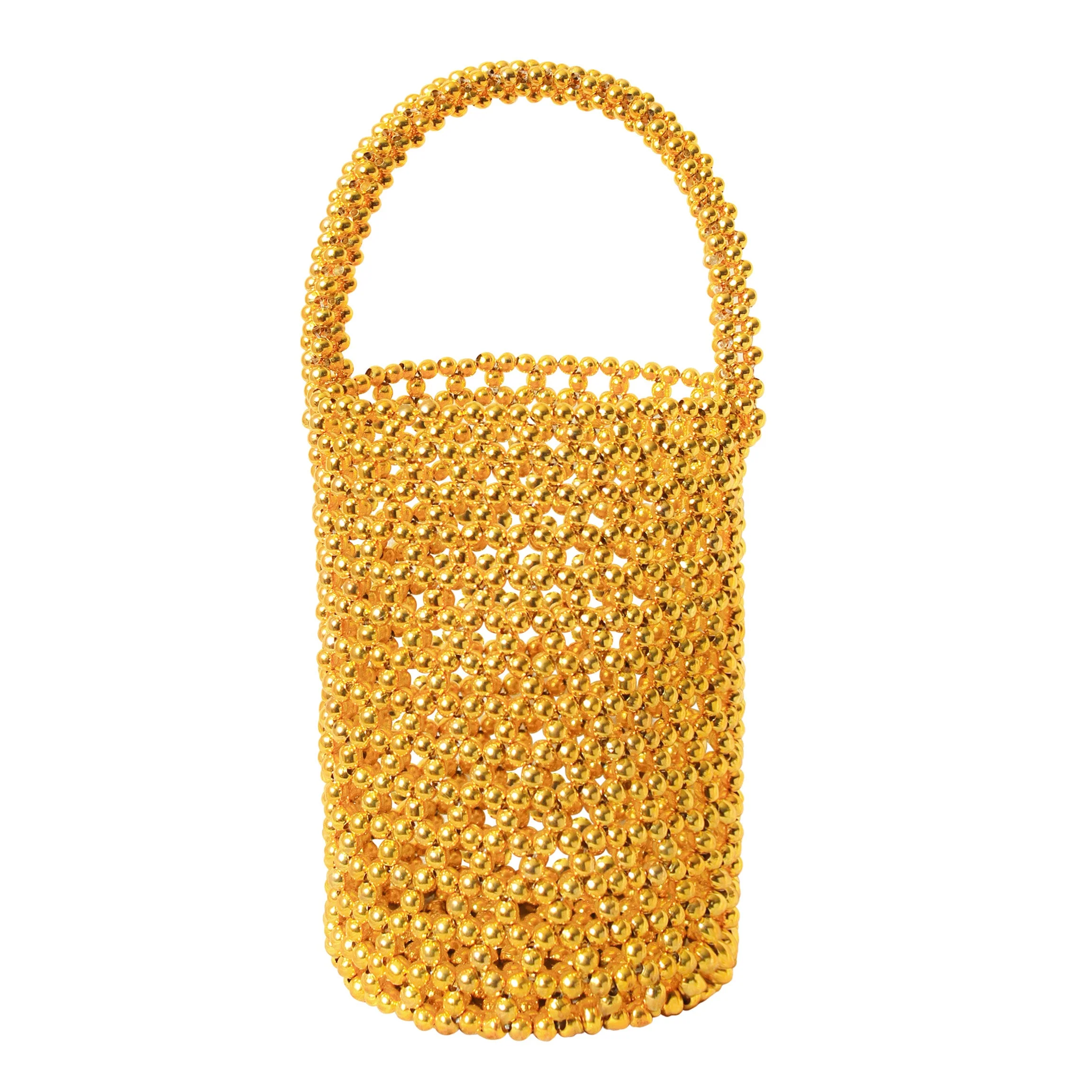 GOLDA Metallic Beads Bucket Bag In Gold - Image 7