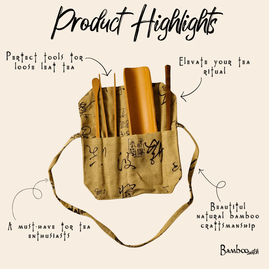 Gongfu Bamboo Tea Tools With Pouch - Image 2