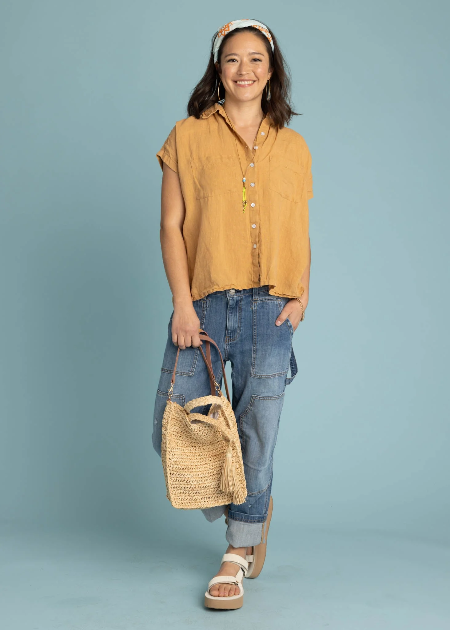 Good Boyfriend Linen Short Sleeve Shirt - Baked Clay - Image 5