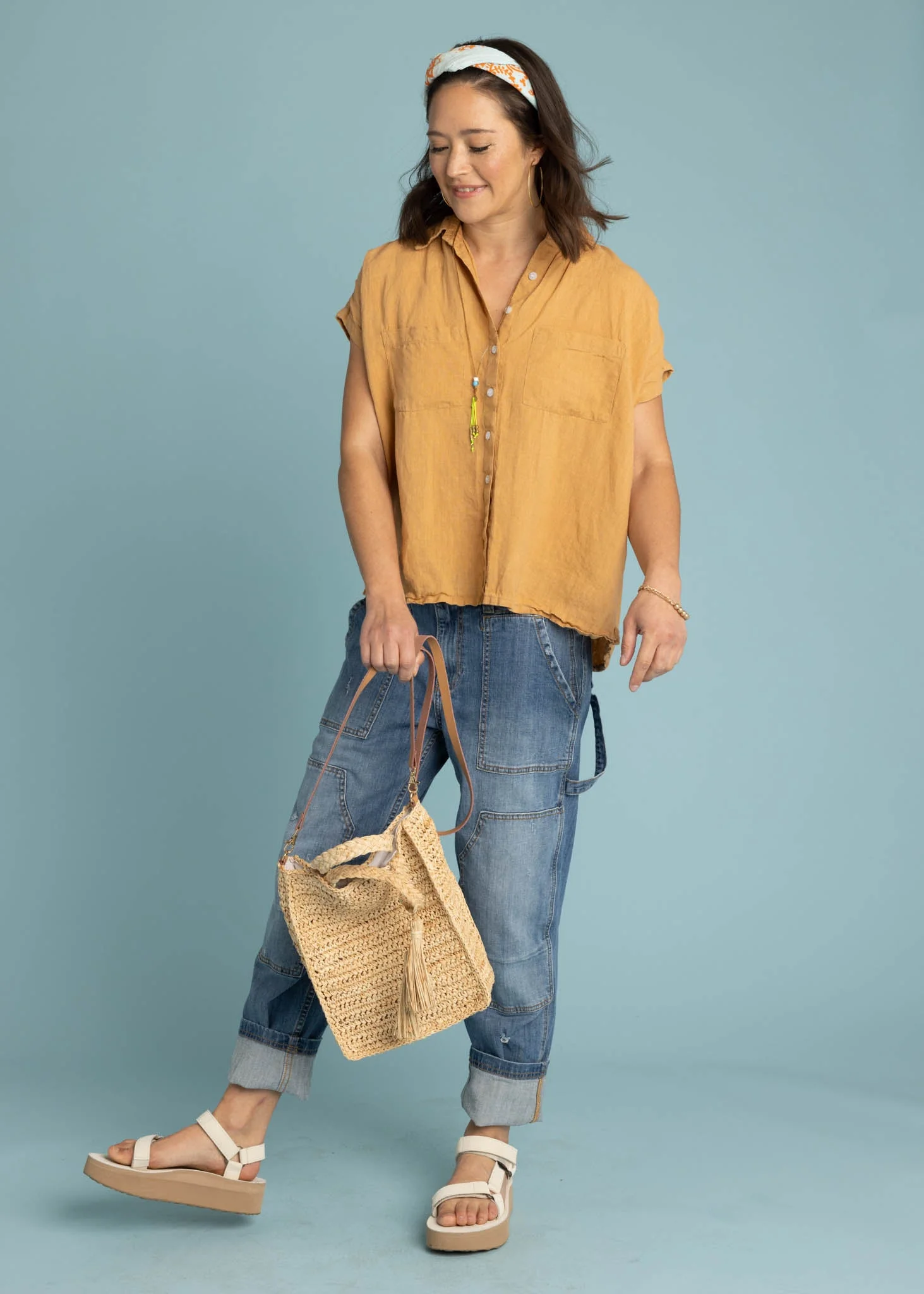 Good Boyfriend Linen Short Sleeve Shirt - Baked Clay - Image 6