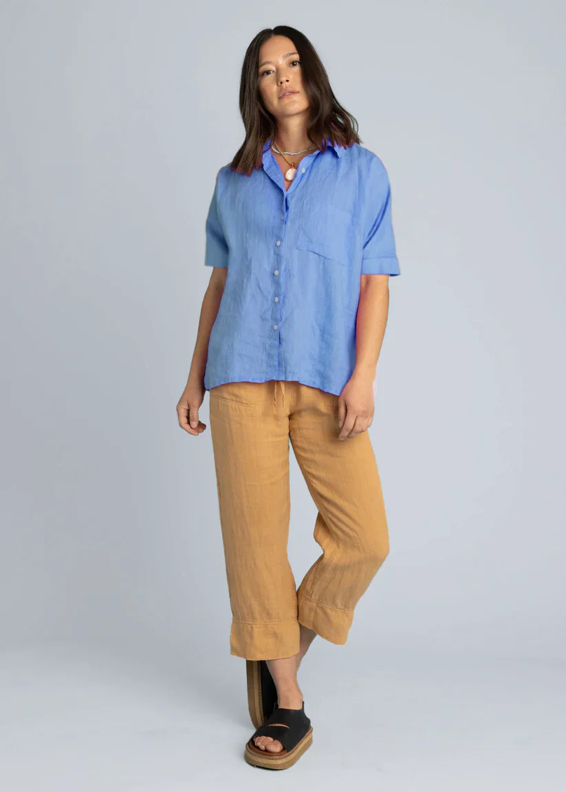 Good Boyfriend Linen Short Sleeve Shirt - Bluebird - Image 2