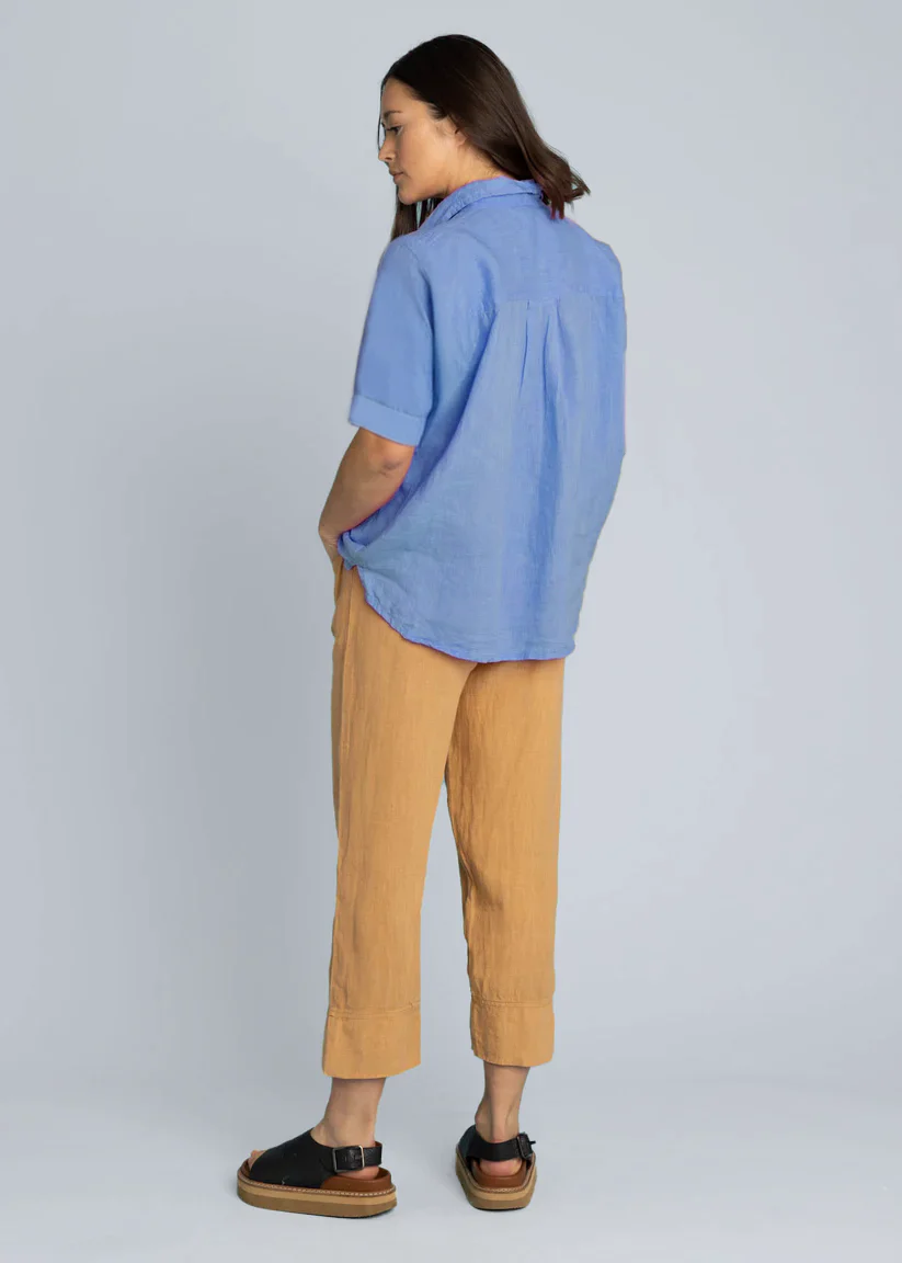 Good Boyfriend Linen Short Sleeve Shirt - Bluebird - Image 3