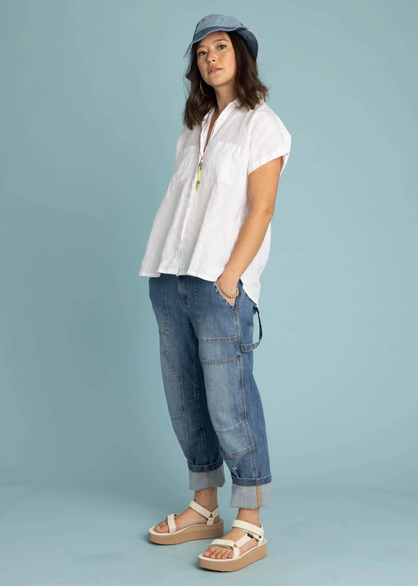 Good Boyfriend Linen Short Sleeve Shirt - Creme White - Image 2
