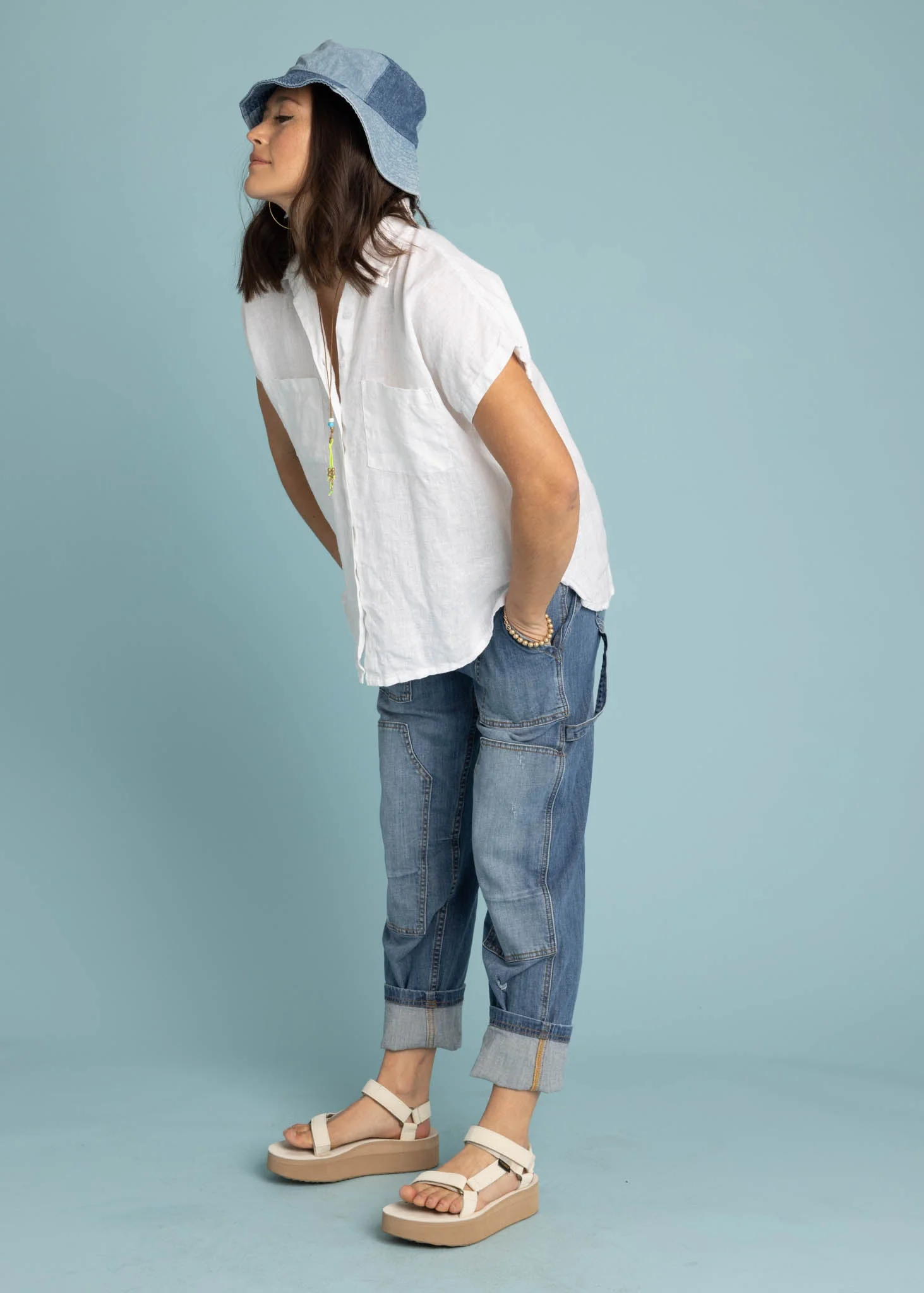 Good Boyfriend Linen Short Sleeve Shirt - Creme White - Image 3