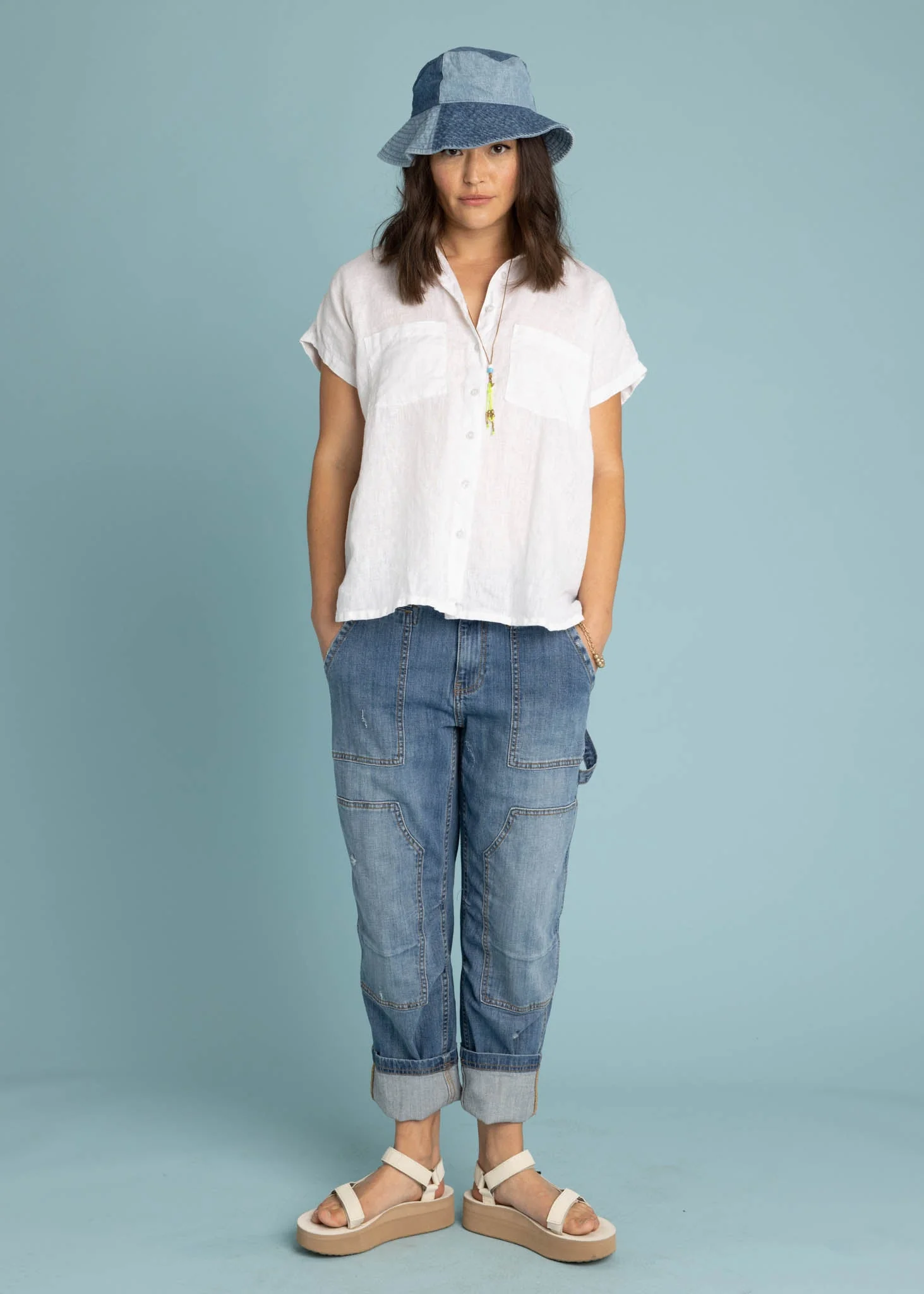 Good Boyfriend Linen Short Sleeve Shirt - Creme White - Image 6
