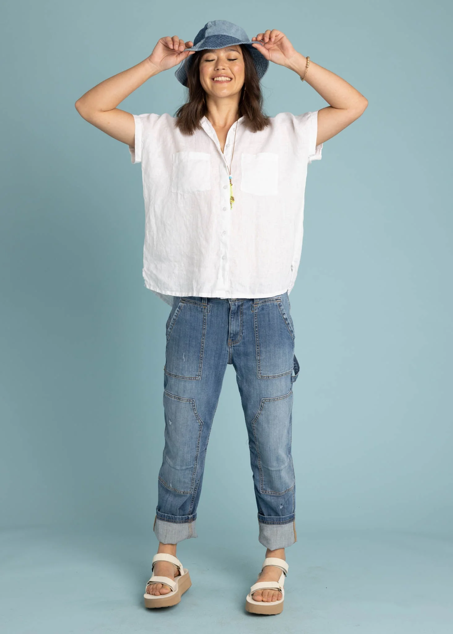 Good Boyfriend Linen Short Sleeve Shirt - Creme White - Image 7