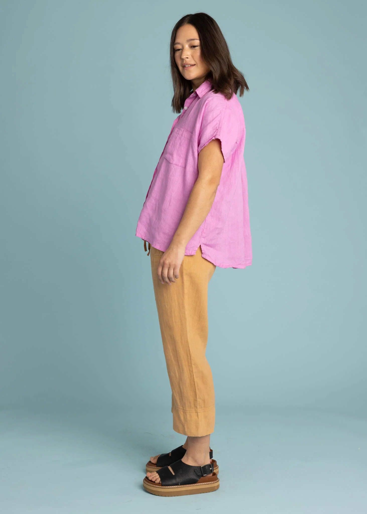 Good Boyfriend Linen Short Sleeve Shirt - Dhalia - Image 3